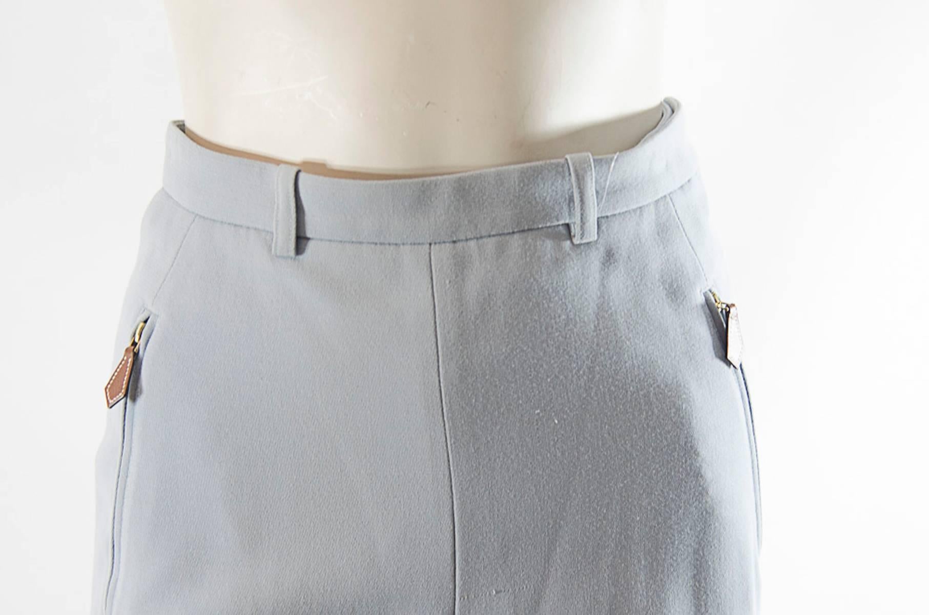 Hermes Light Blue Riding Pants In Excellent Condition For Sale In New York, NY