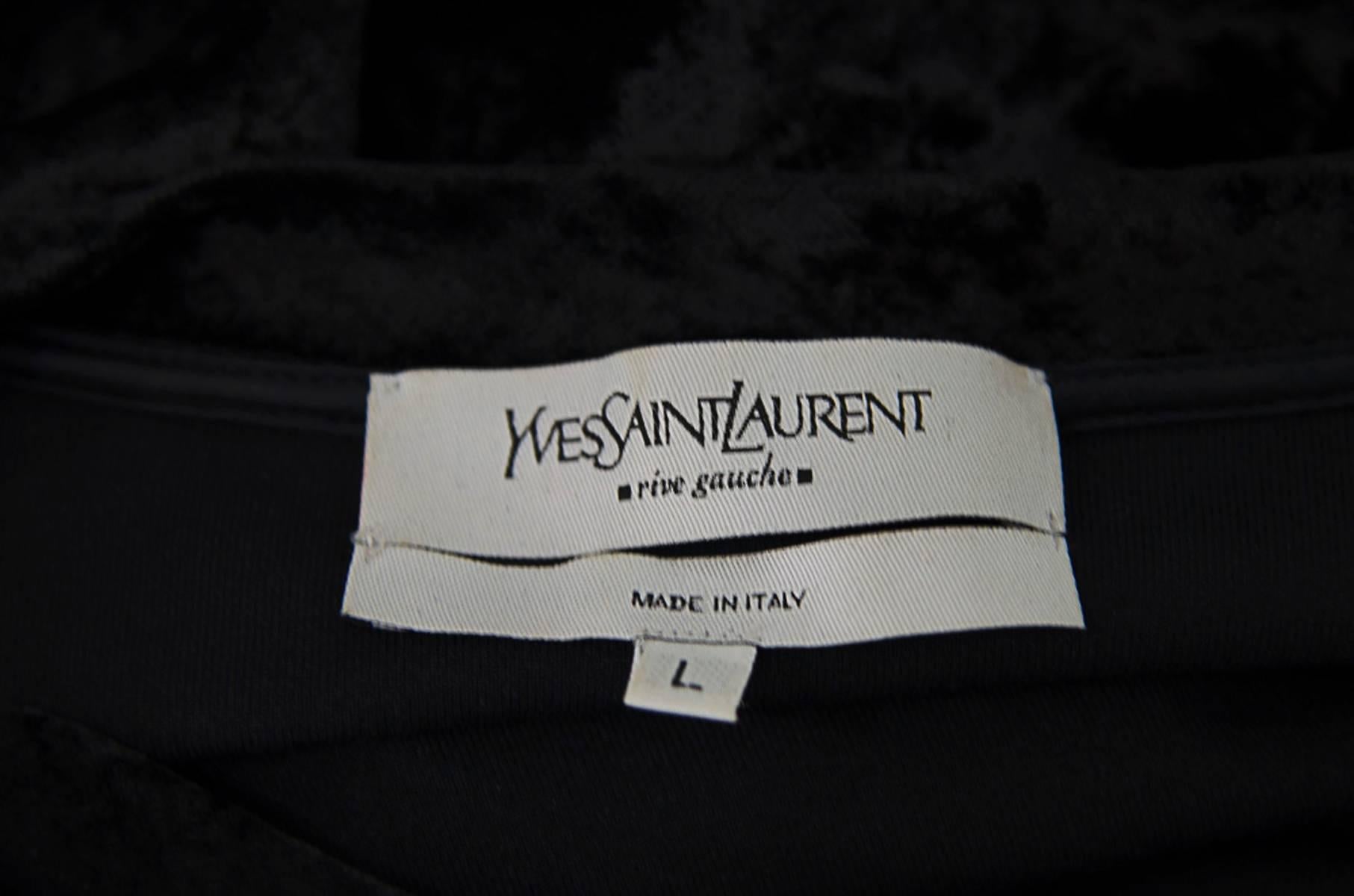 Black Ysl Crystal Logo Velvet Blouse