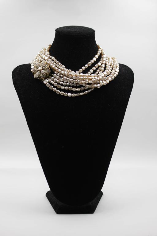 Vintage luxurious Miriam Haskell 5 strands long pearl Necklace at 1stDibs