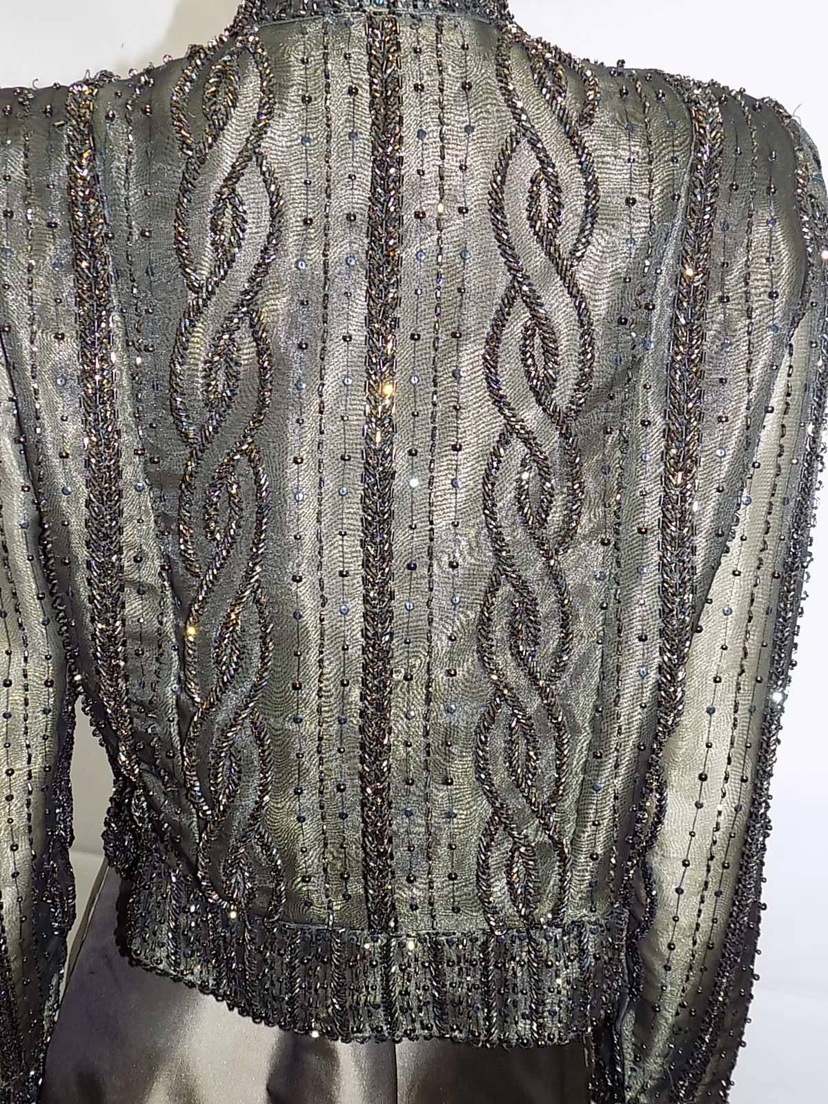 Victoria Royal  metallic Corset Cown and Beaded Jacket For Sale 2