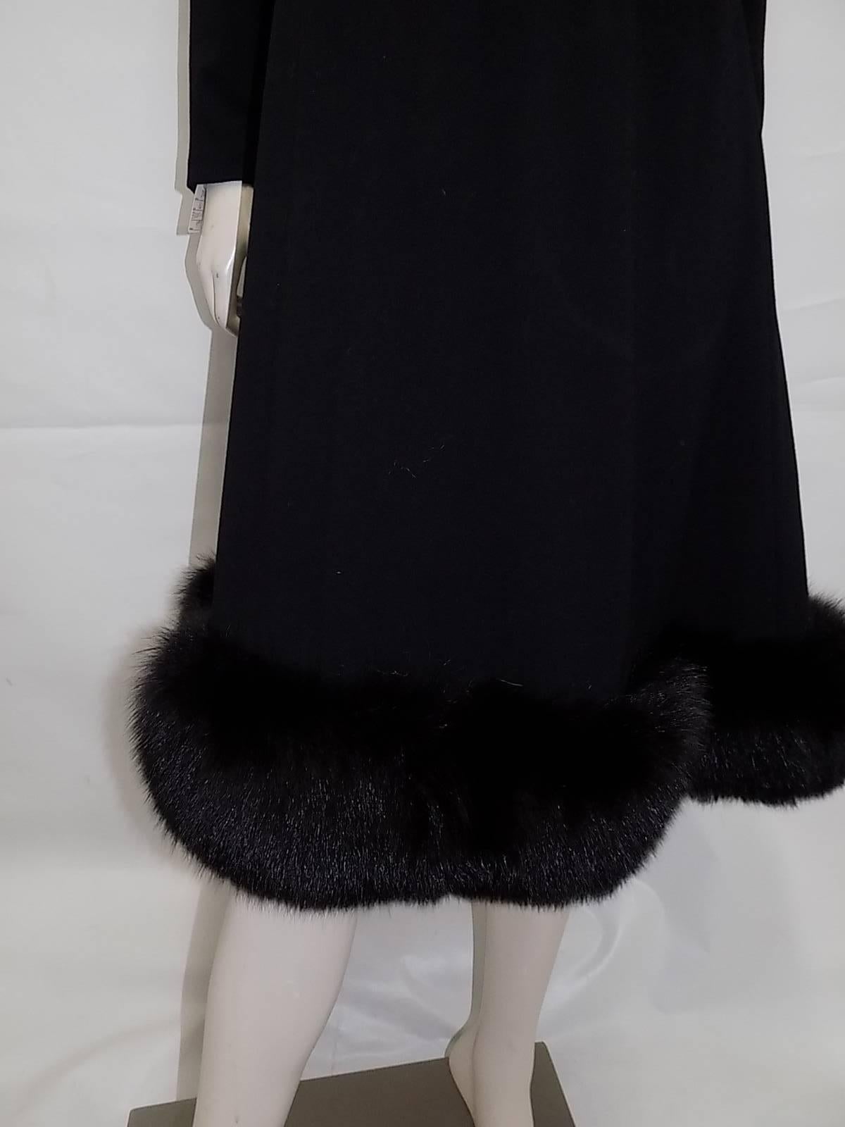  Pauline Trigere wool crepe dress with fox fur trim  size XXL 16 1