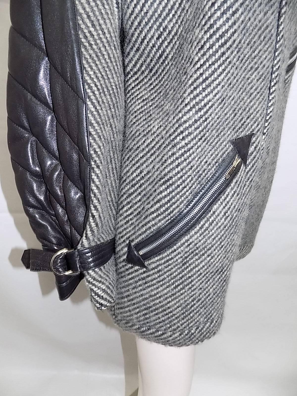 Women's Jean-Charles de Castelbajac vintage  Arrow coat jacket with Leather Sleeves For Sale