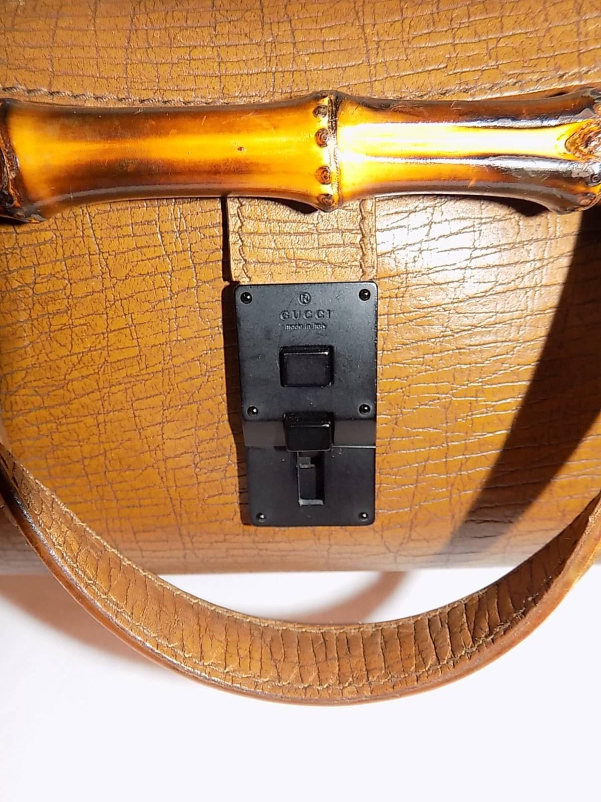 Brown distressed leather Gucci Bamboo Bullet Bag 2