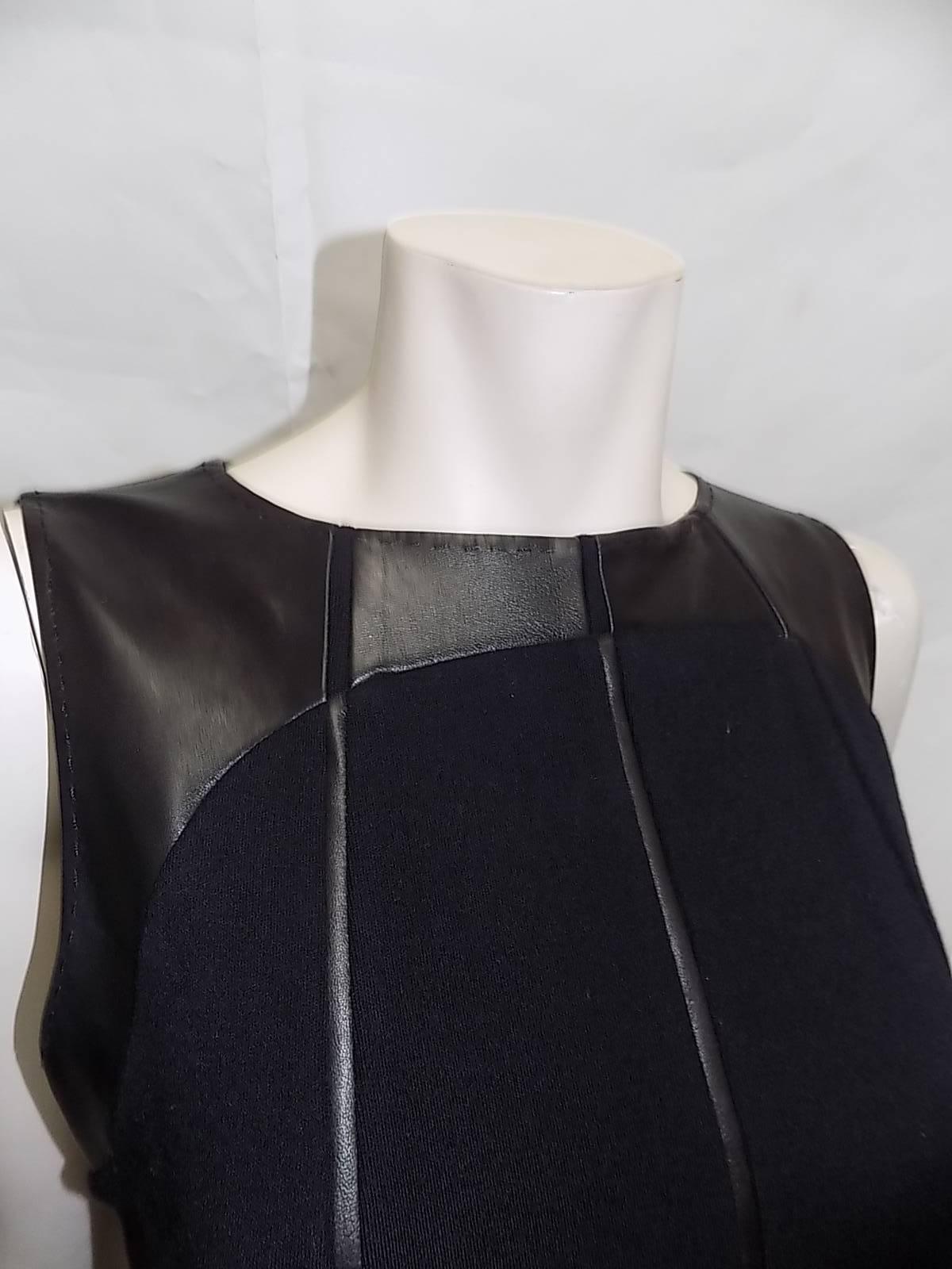 Ralph Rucci Chado Black Jersey dress with Leather Inserts Sz 12 For Sale 3