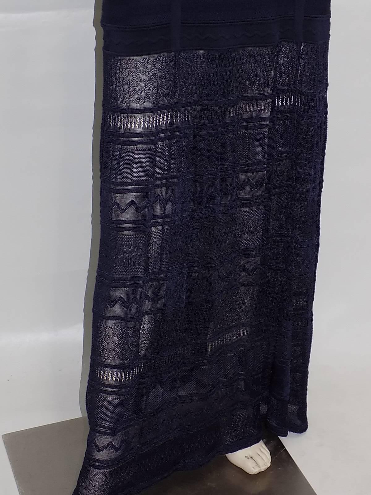 Herve Leger Navy Blue Pointelle Bandage evening Gown Dress sz M In Excellent Condition In New York, NY