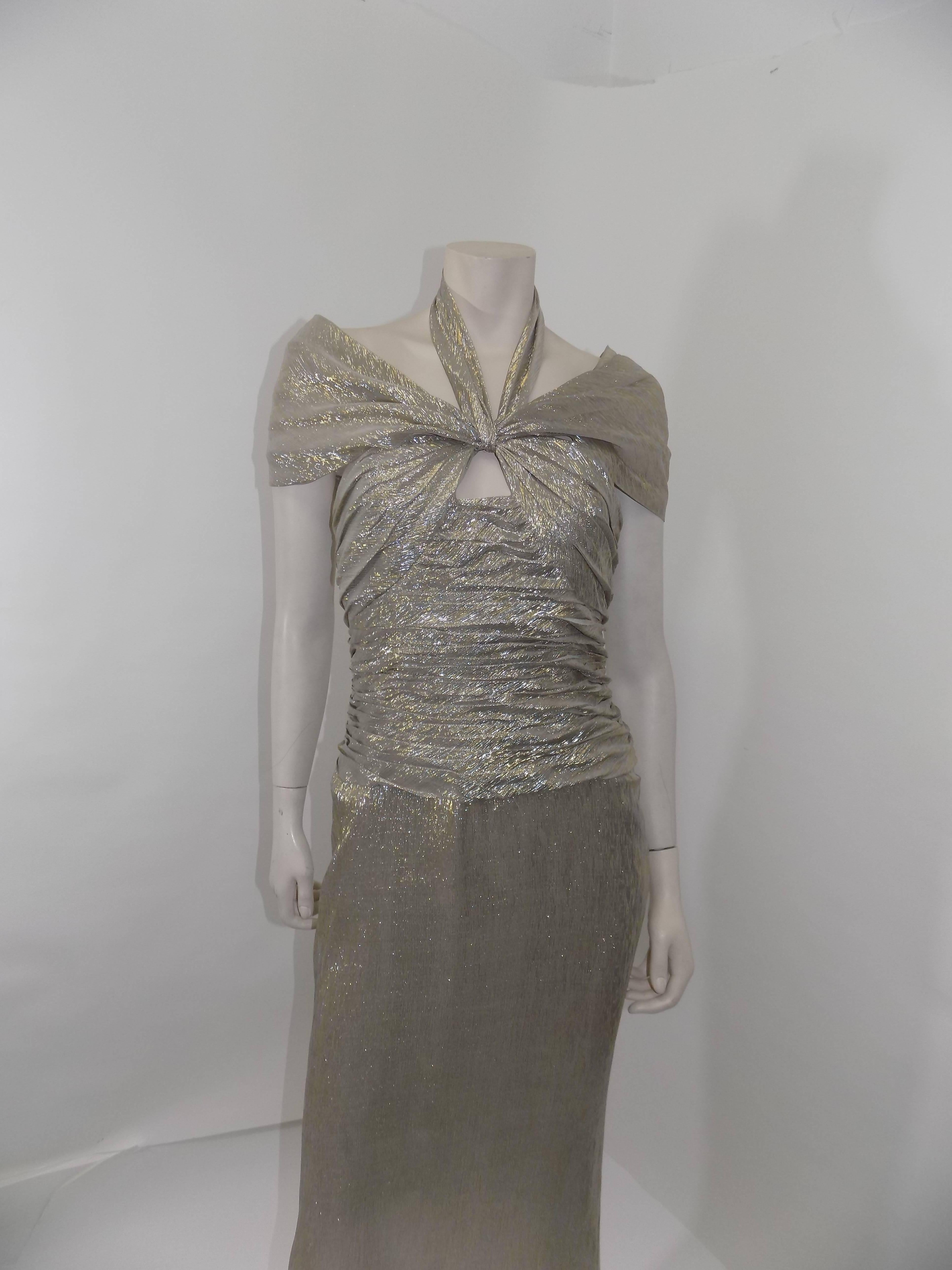Oscar de la Renta's gold metallic gown sz 8 For Sale 3