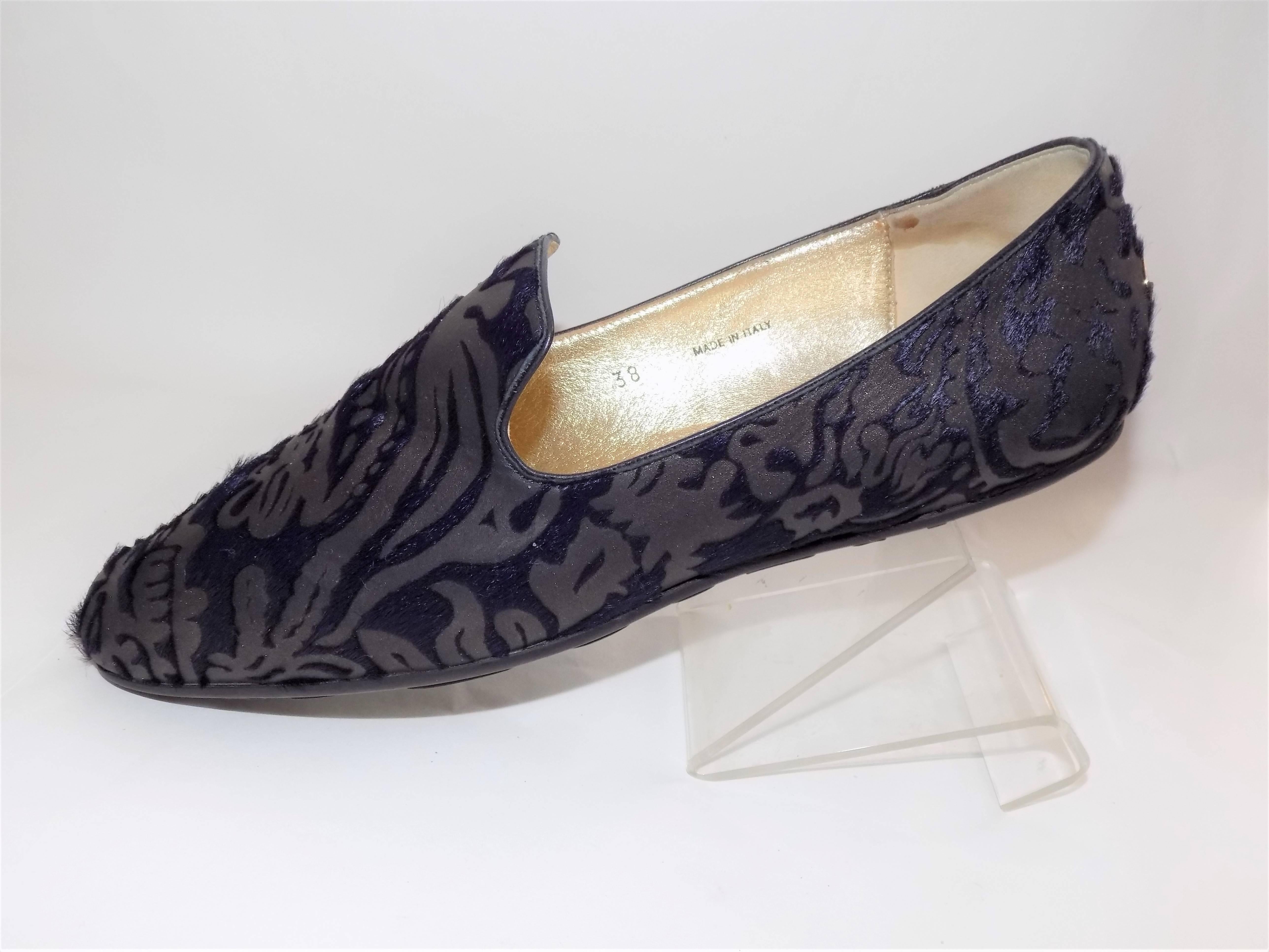 Jimmy Choo Brocade Lasered Pony Hair Espadrilles In New Condition In New York, NY