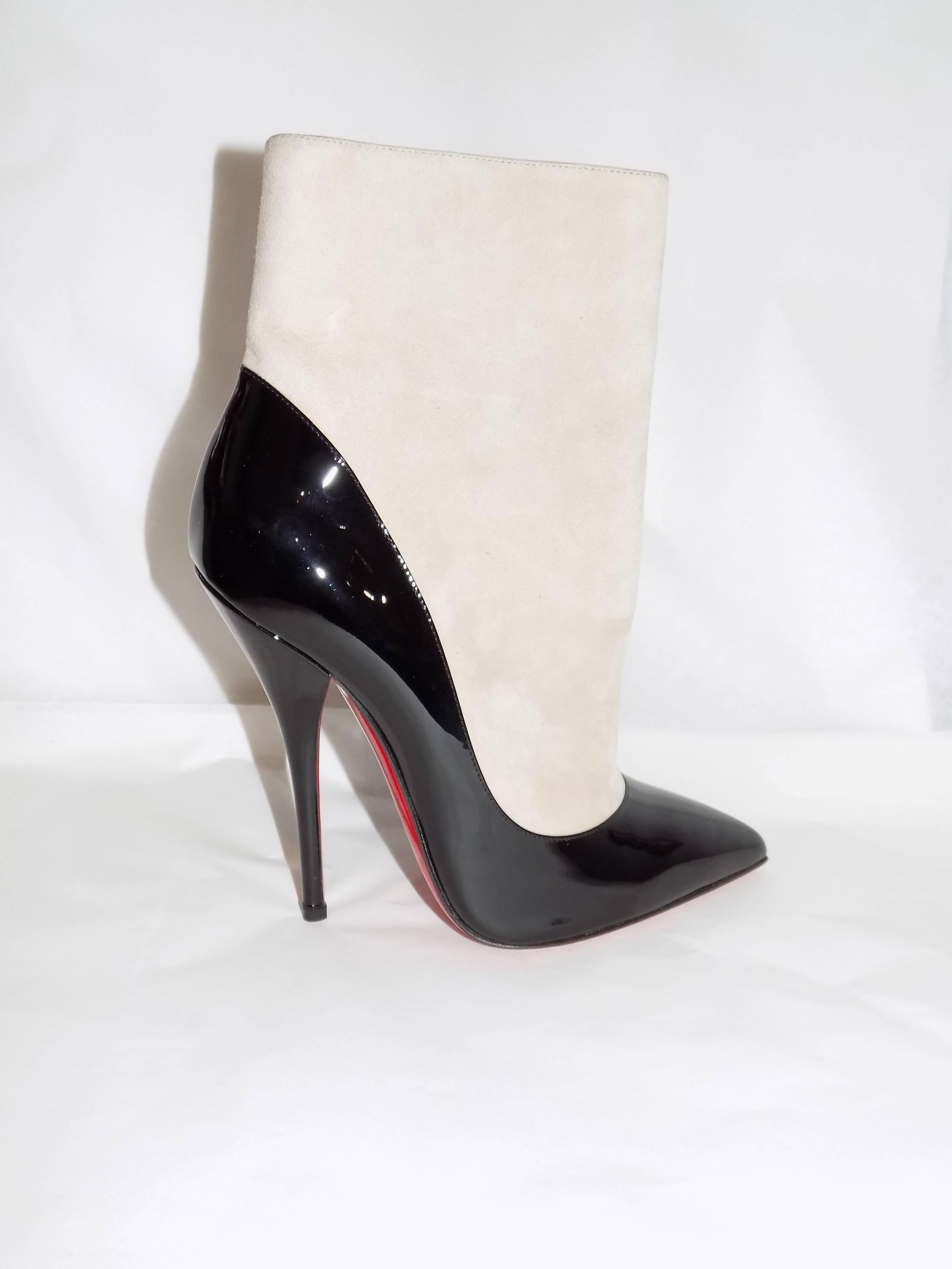 Christian Louboutin suede and patent leather ankle boots New sz 39 