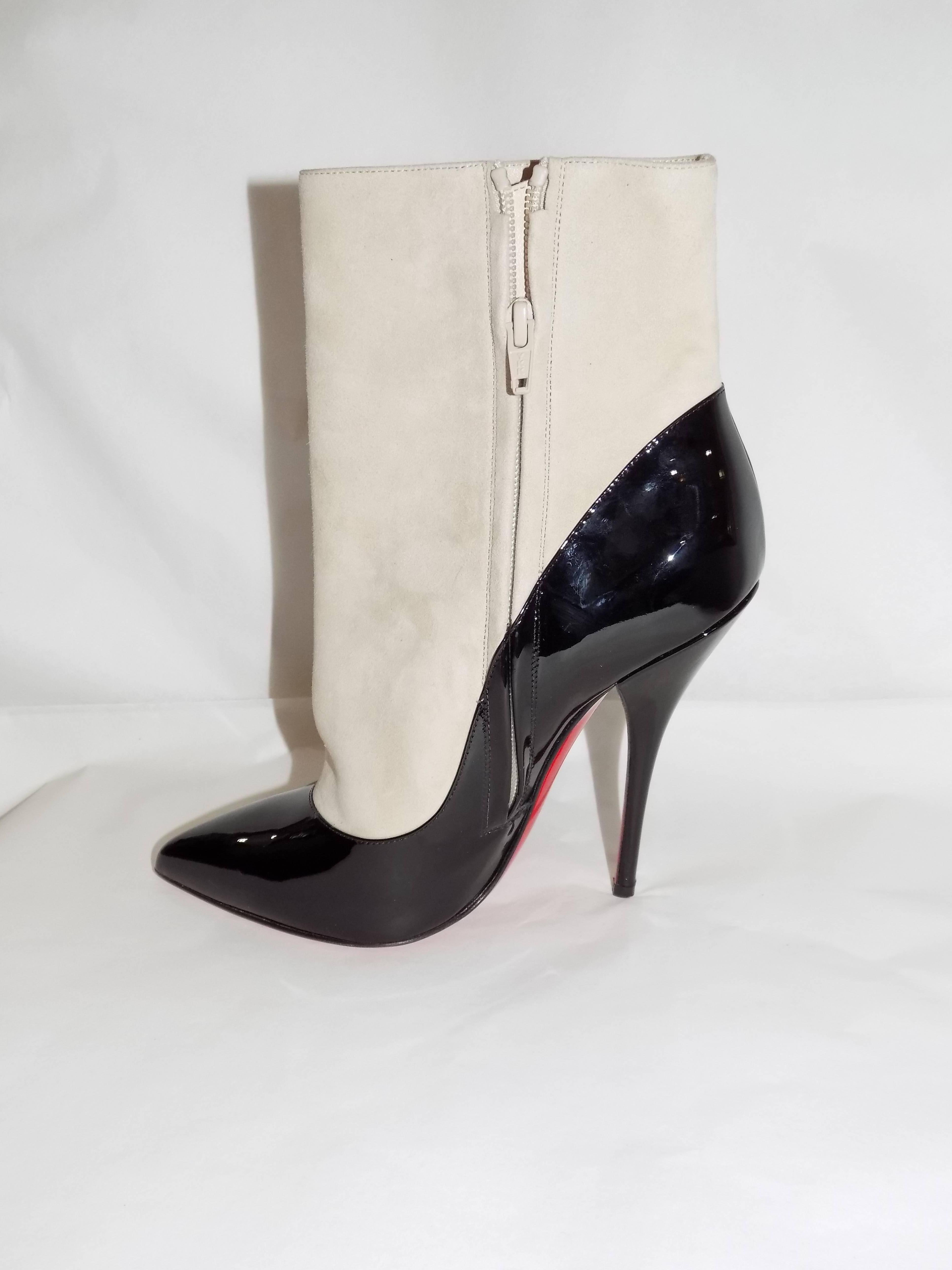 Christian Louboutin suede and patent leather ankle boots New sz 39 