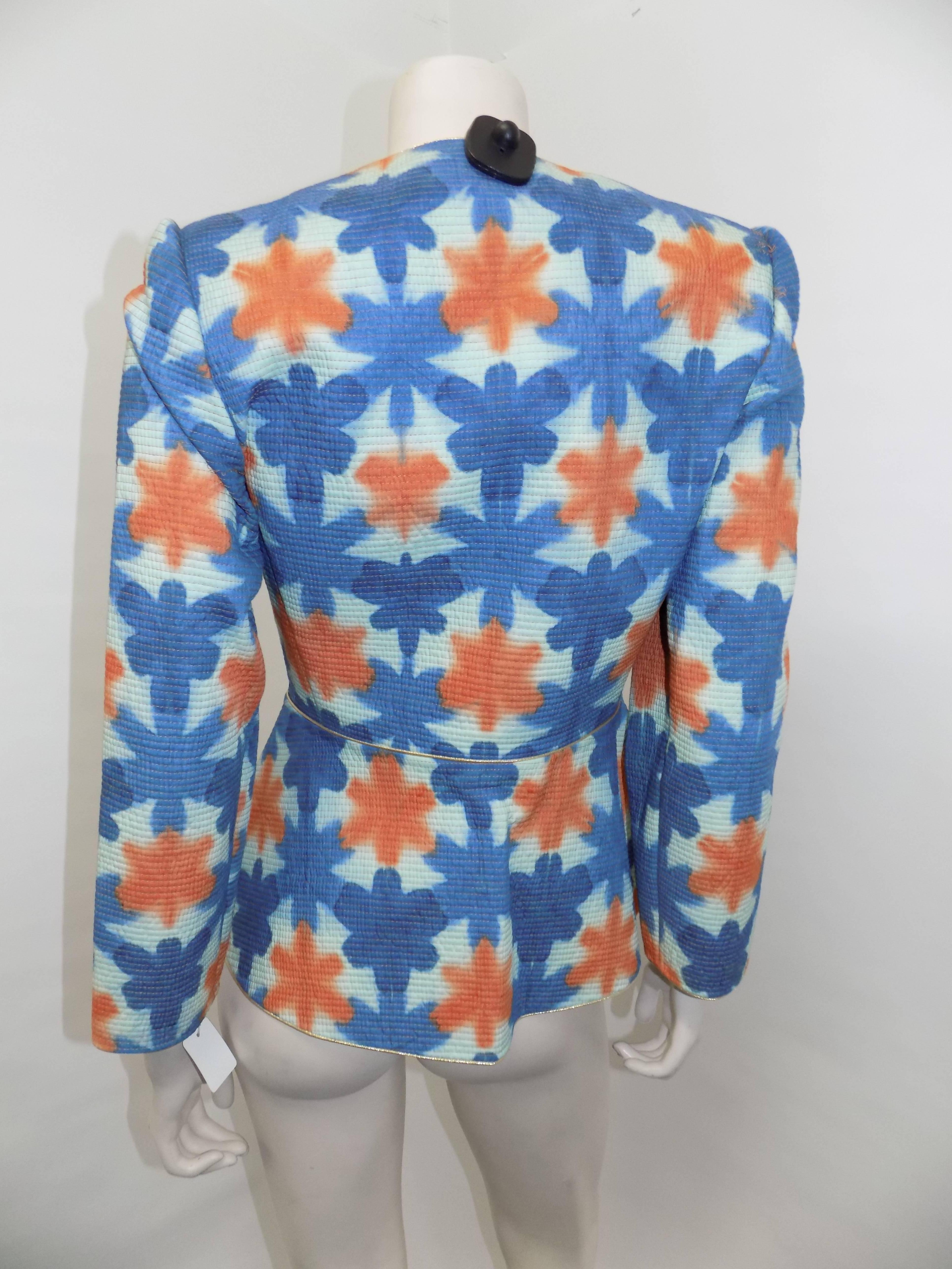 Mary McFadden Couture Tie-Dye Peplum jacket  In Excellent Condition For Sale In New York, NY