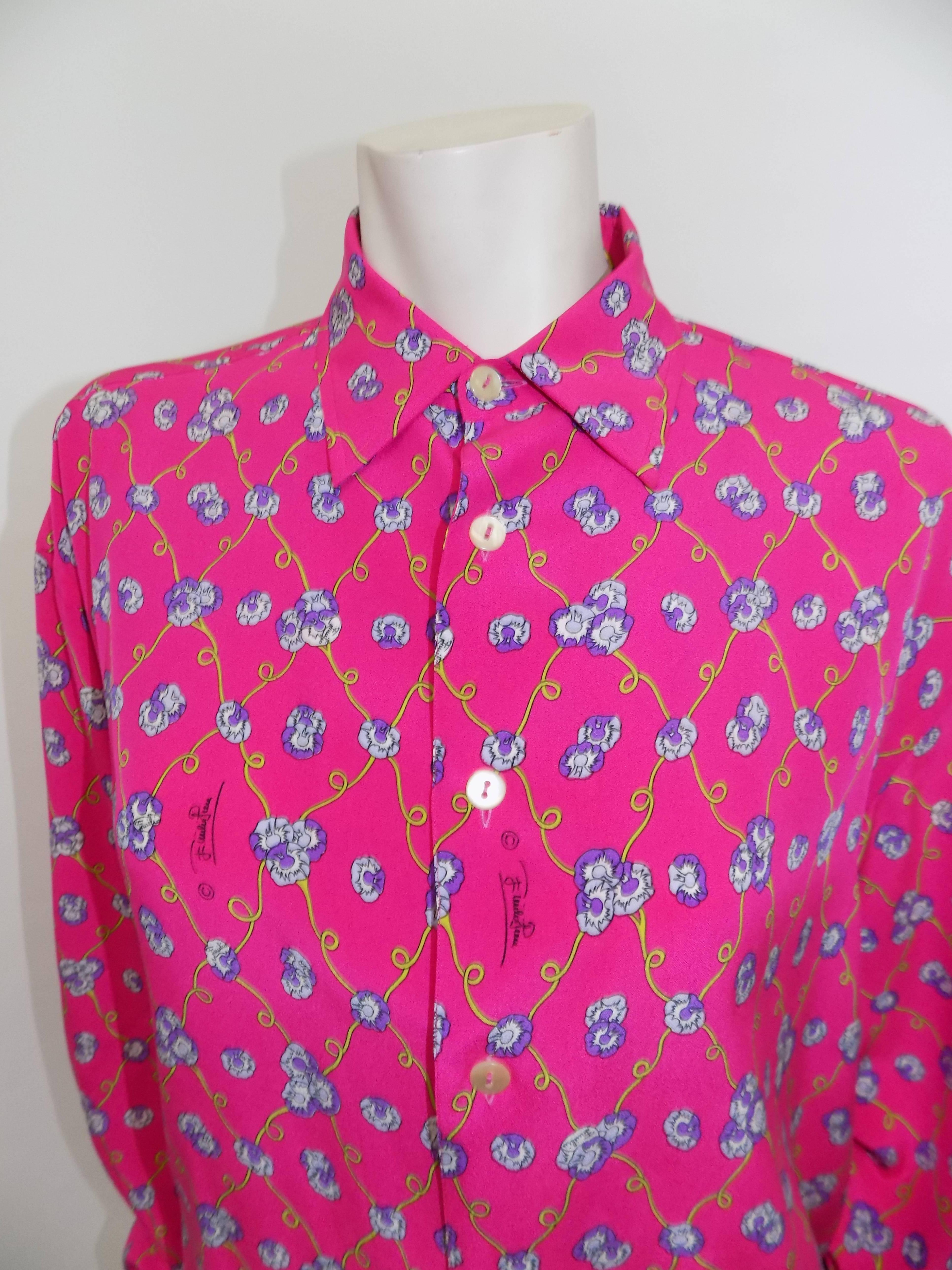 Emilio Pucci Vintage Silk print blouse Circa 1970 In Excellent Condition In New York, NY