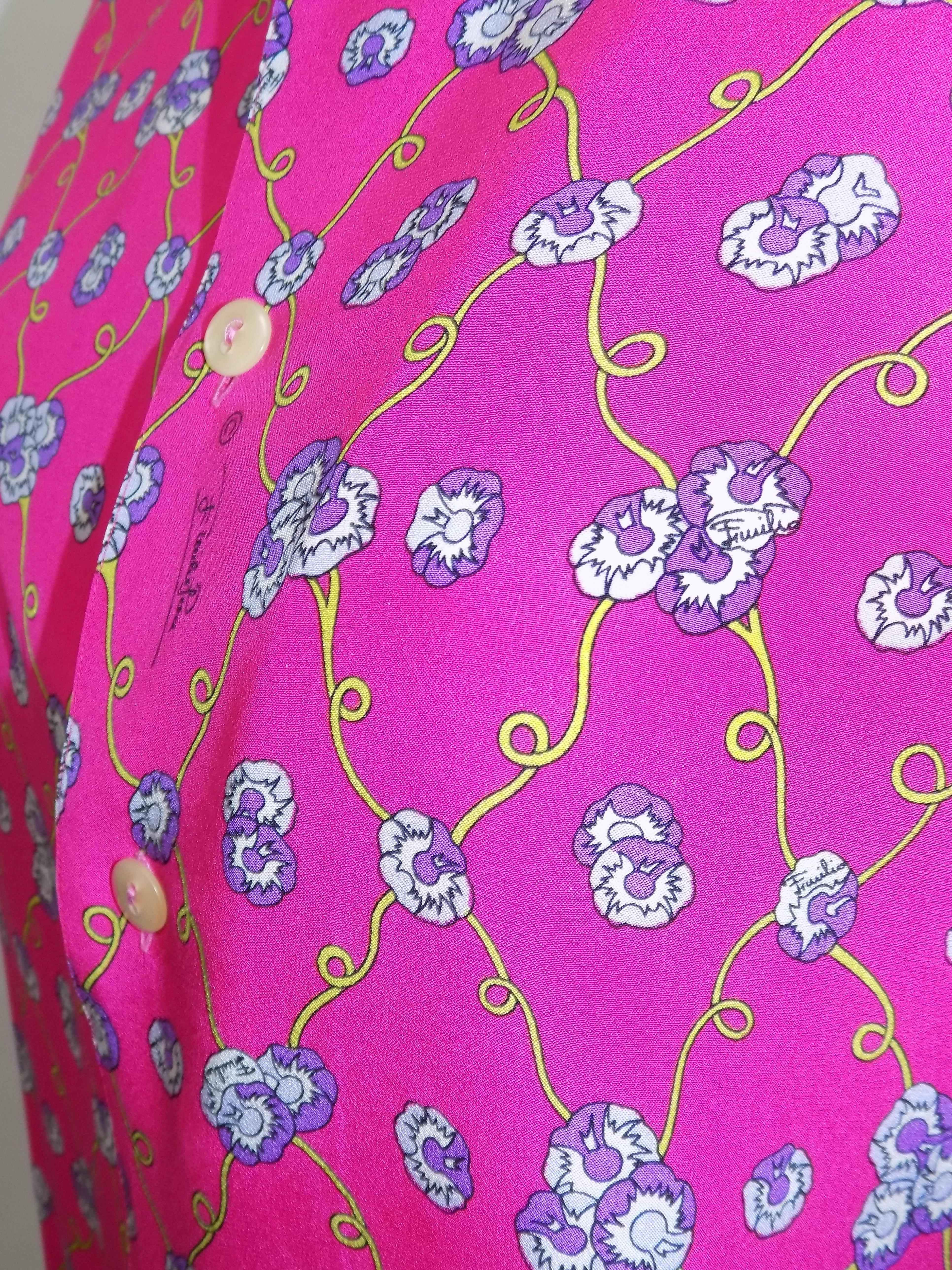 Women's Emilio Pucci Vintage Silk print blouse Circa 1970
