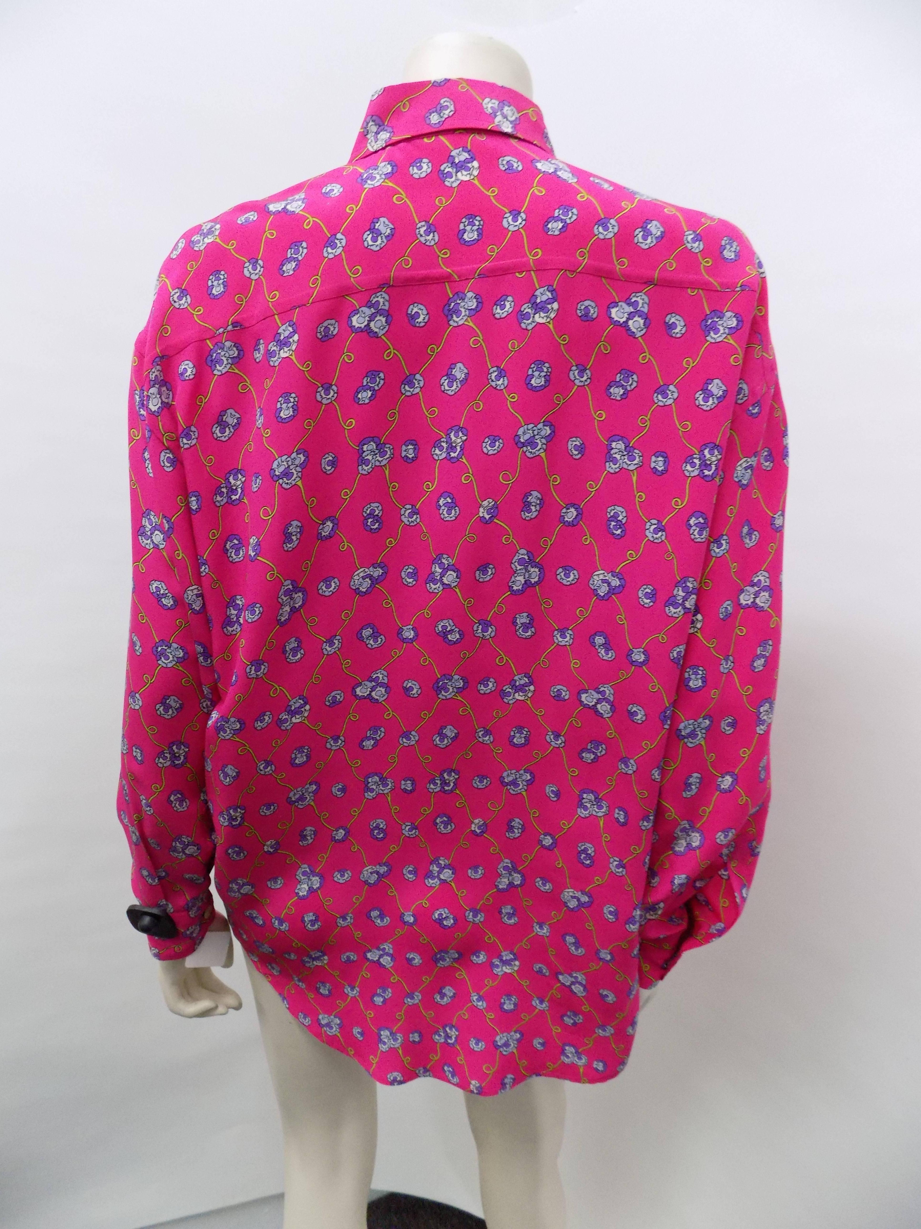 Pink Emilio Pucci Vintage Silk print blouse Circa 1970
