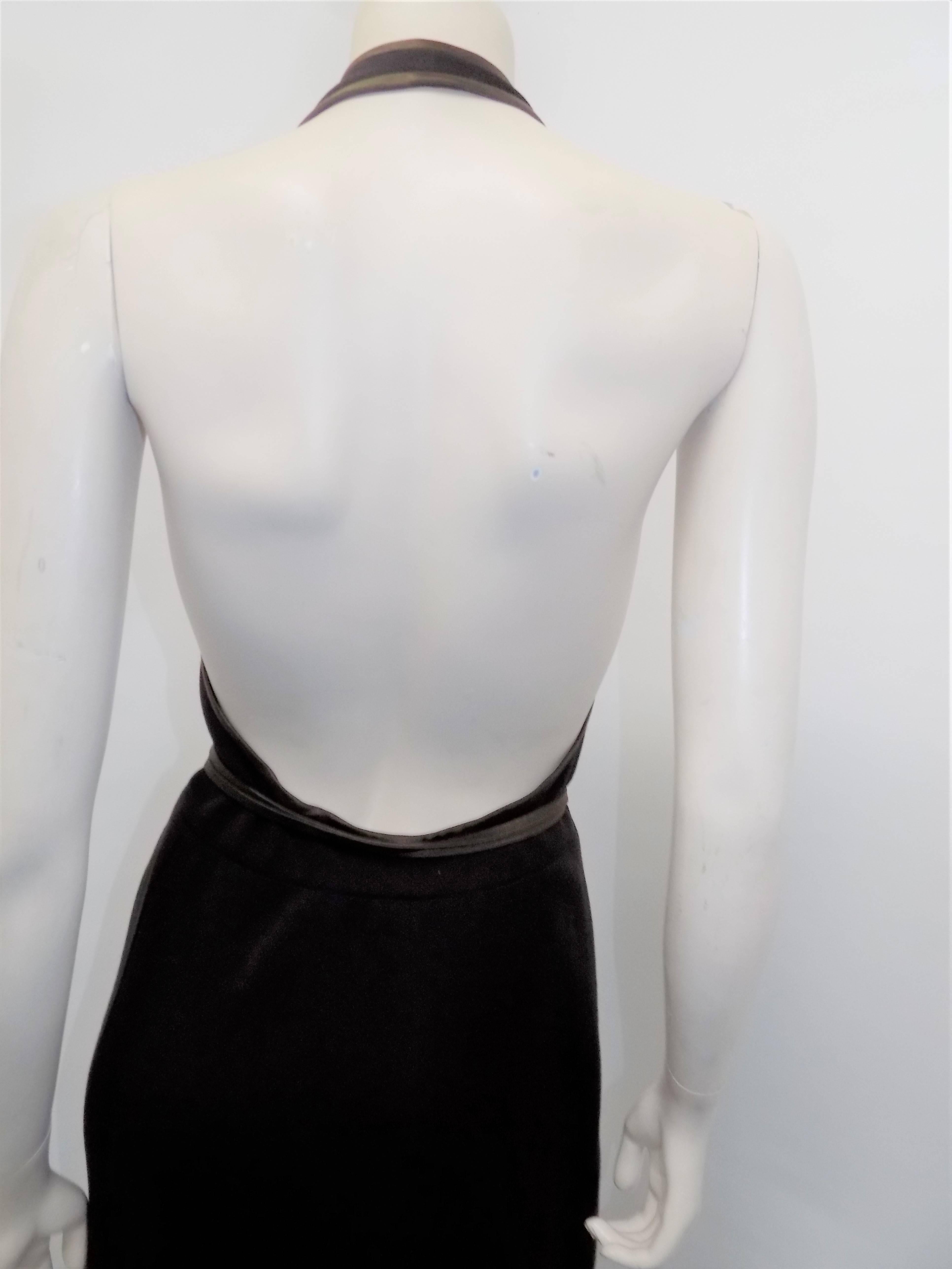 Sibley- Coffee Iconic halter wrap maxi dress gown Circa 1970 In Excellent Condition For Sale In New York, NY