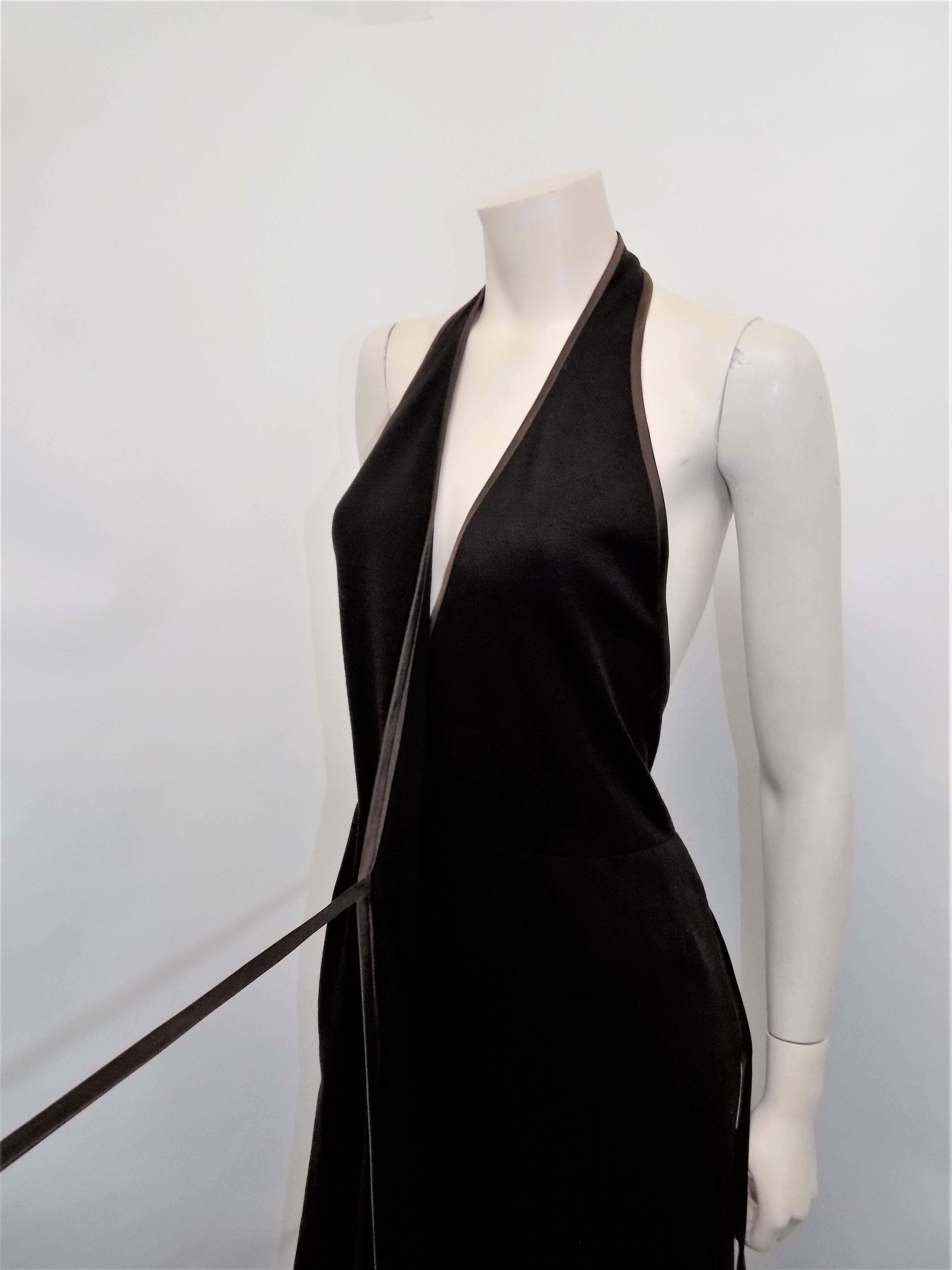 Women's Sibley- Coffee Iconic halter wrap maxi dress gown Circa 1970 For Sale