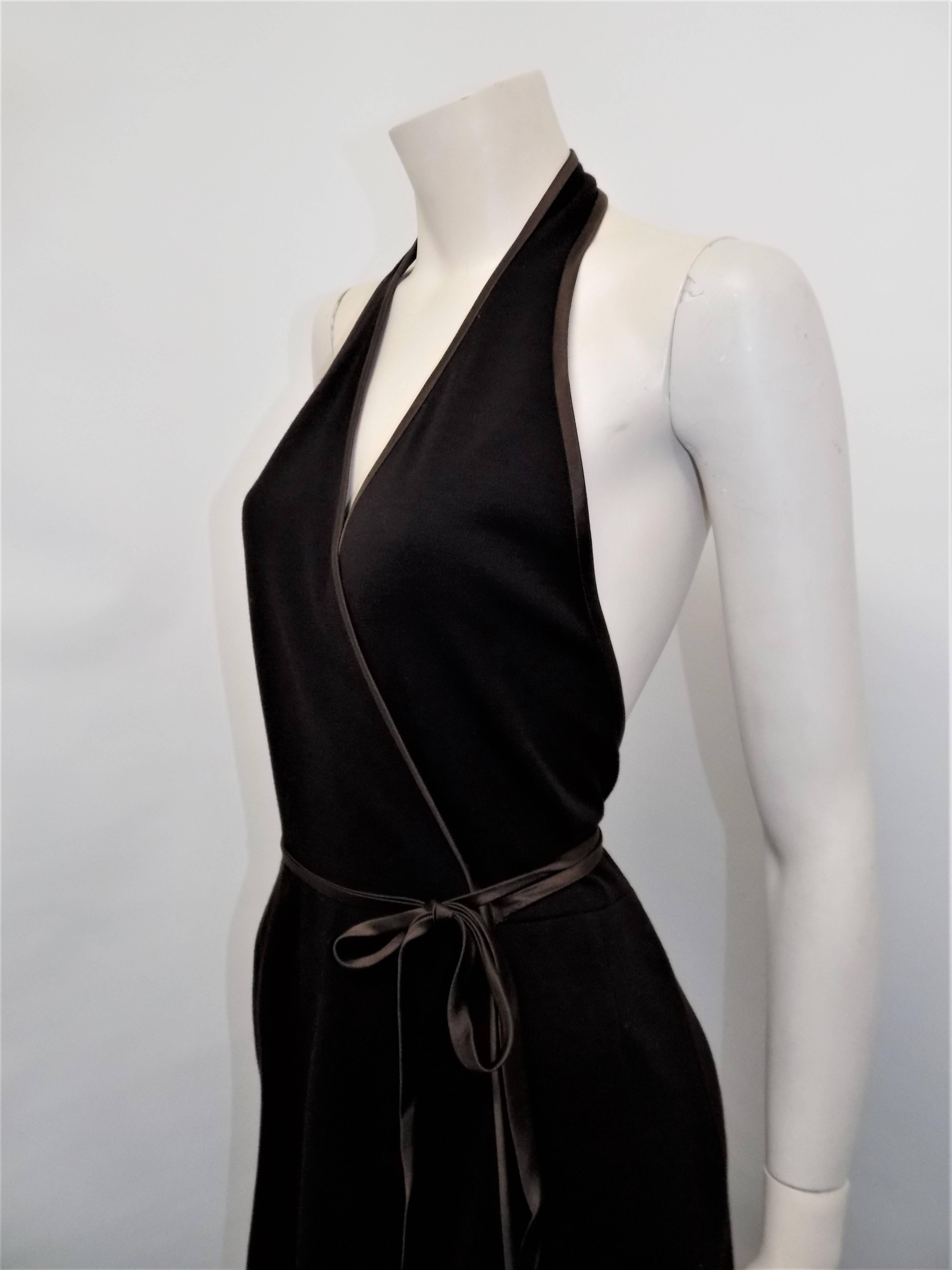 Sibley- Coffee Iconic halter wrap maxi dress gown Circa 1970 For Sale 1