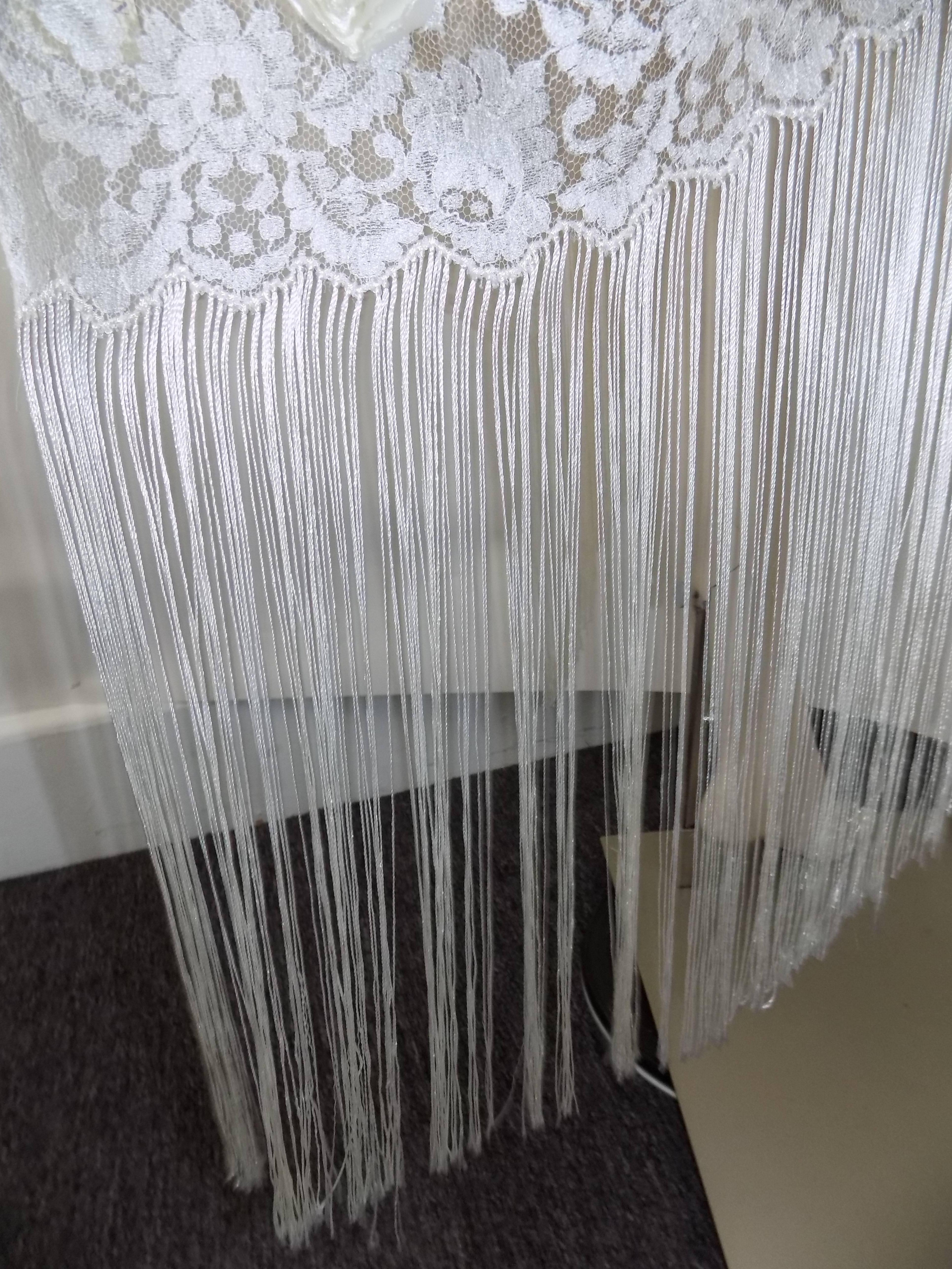 Valentino New with tag  ivory Rosette  and fringes Lace Shawl / bridal 4