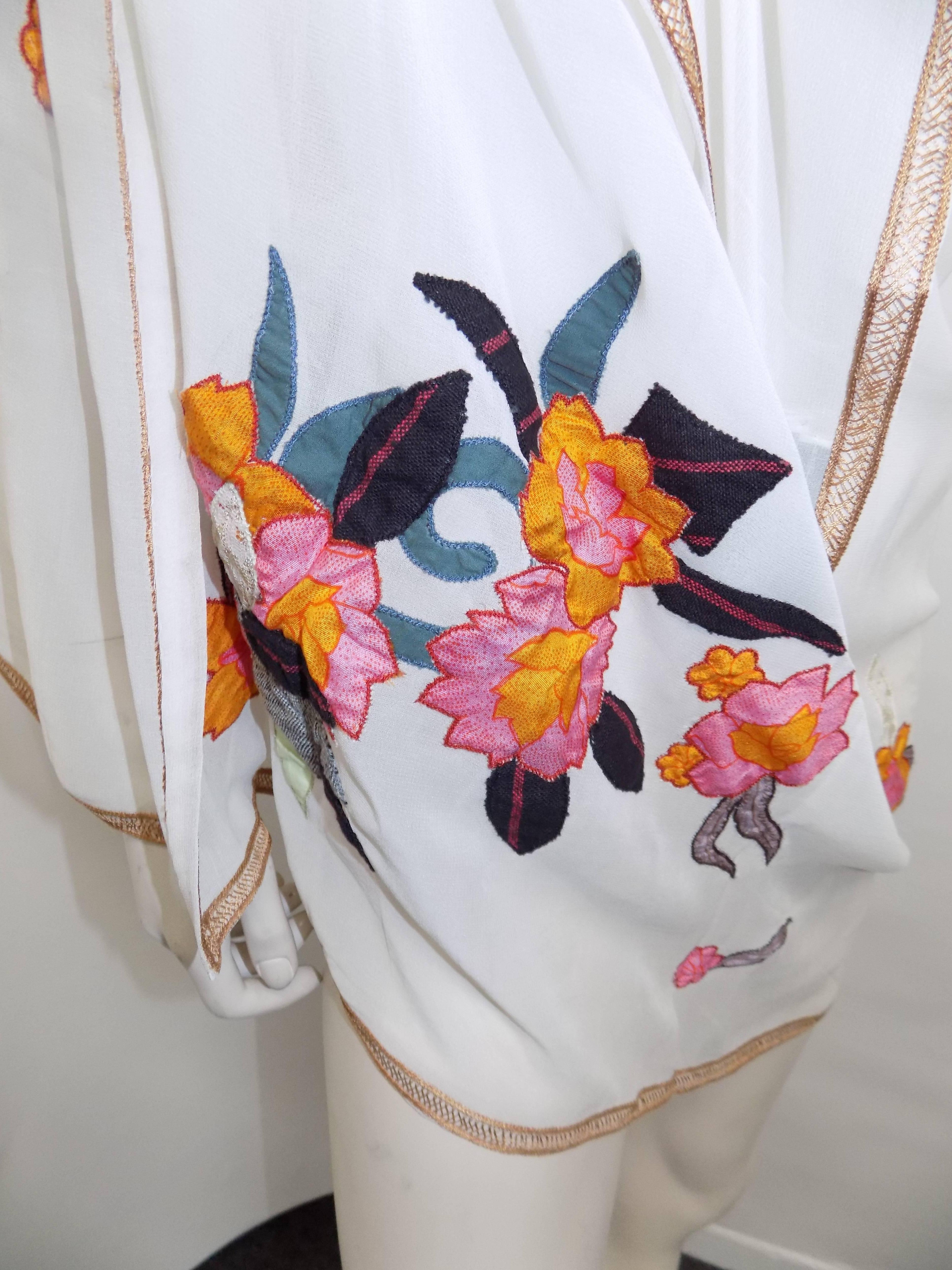 Women's Dries Van Noten New oversized silk embroidered shawl kimono For Sale