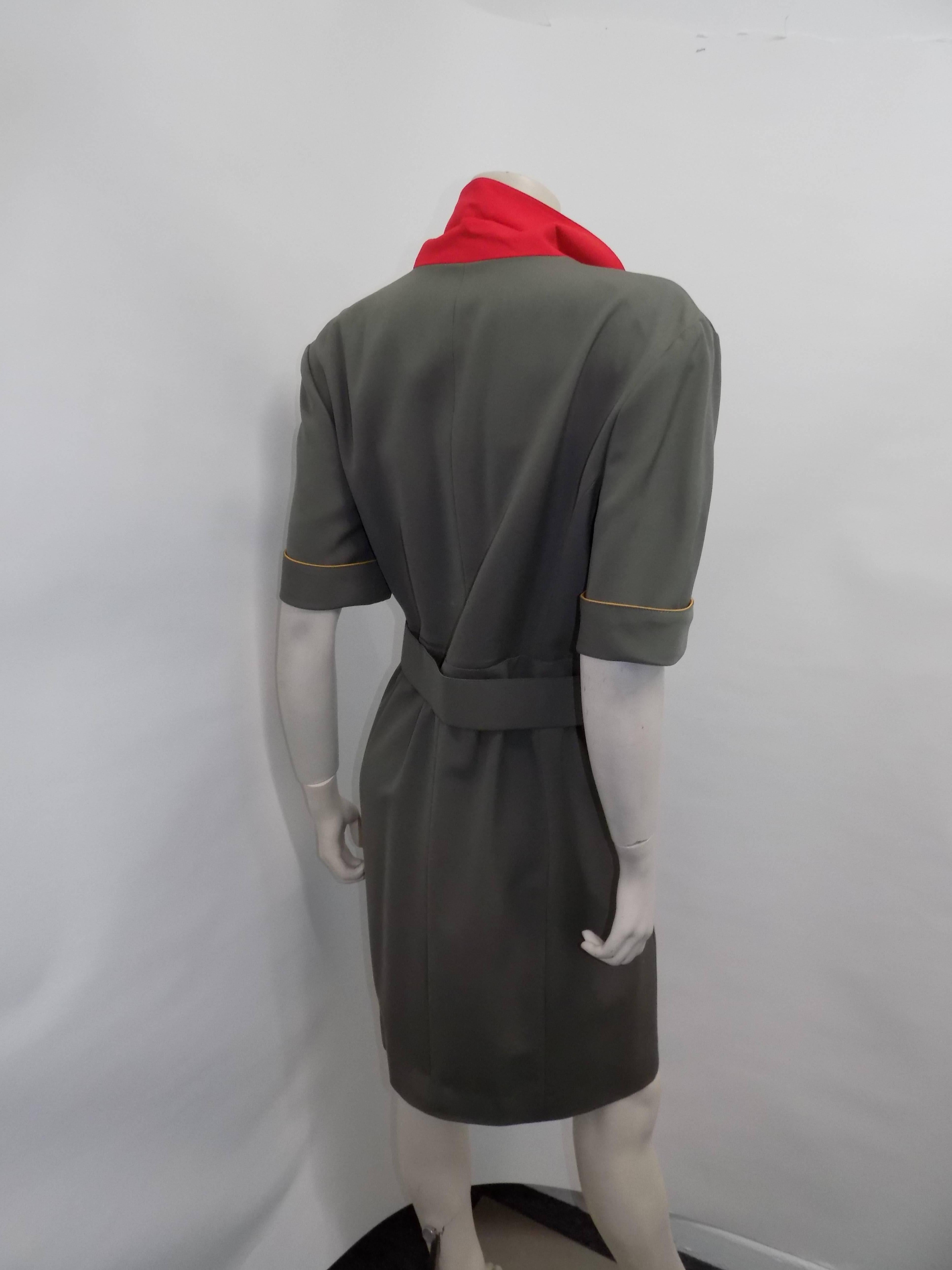 Women's Karl Lagerfeld Spectacular  Vintage Military style Dress with belt  sz 44