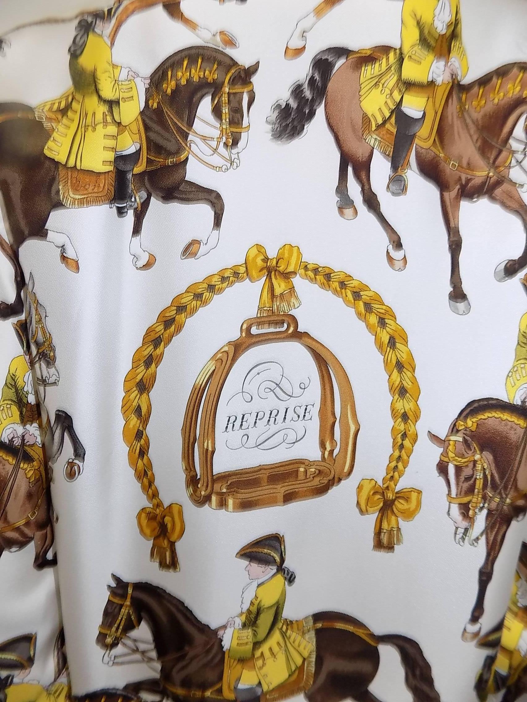 Hermes vintage silk equestrian buttondown shirt blouse 