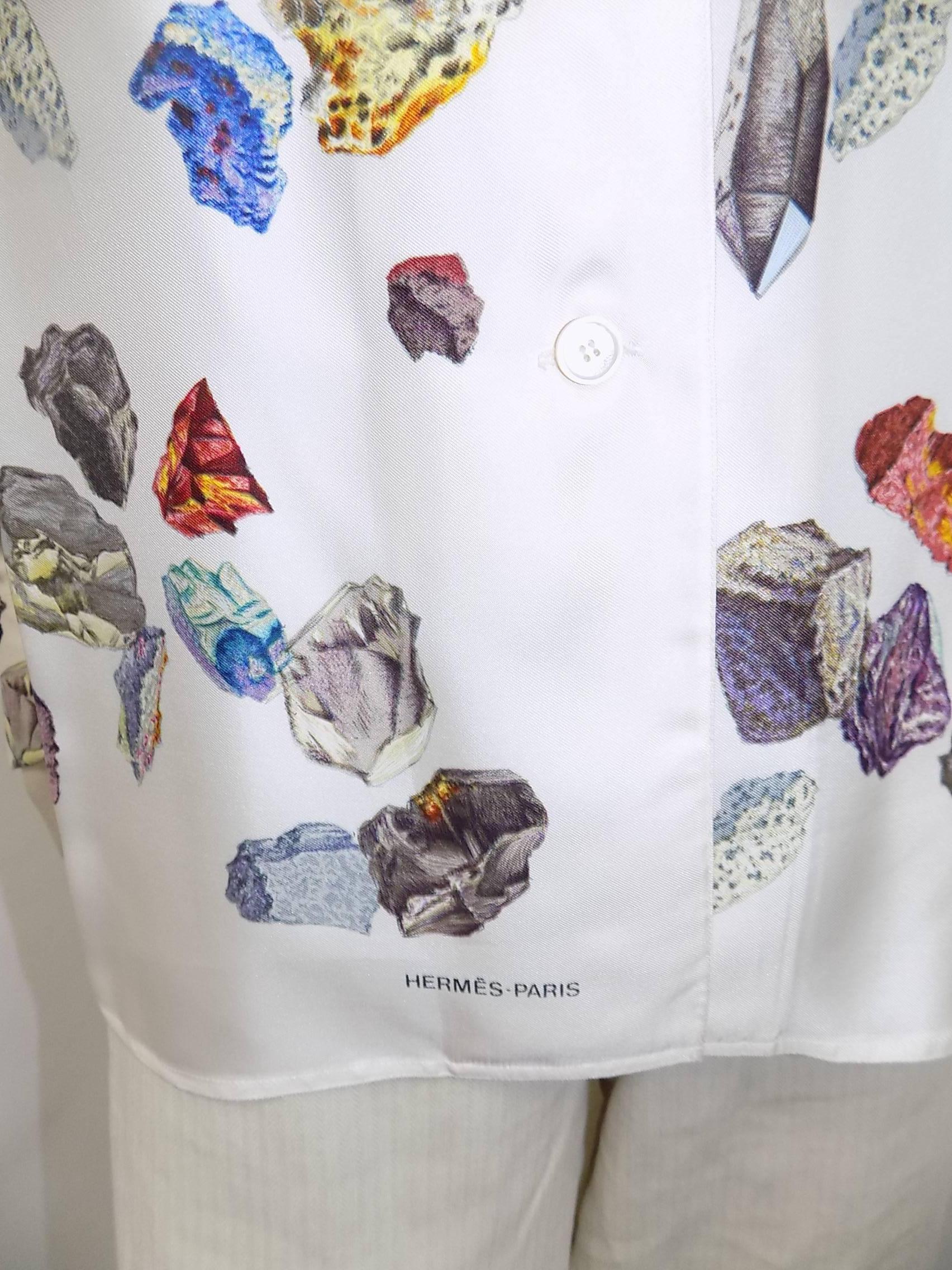 Vintage Hermes 'Mineraux' Button Down Shirt/Blouse 2