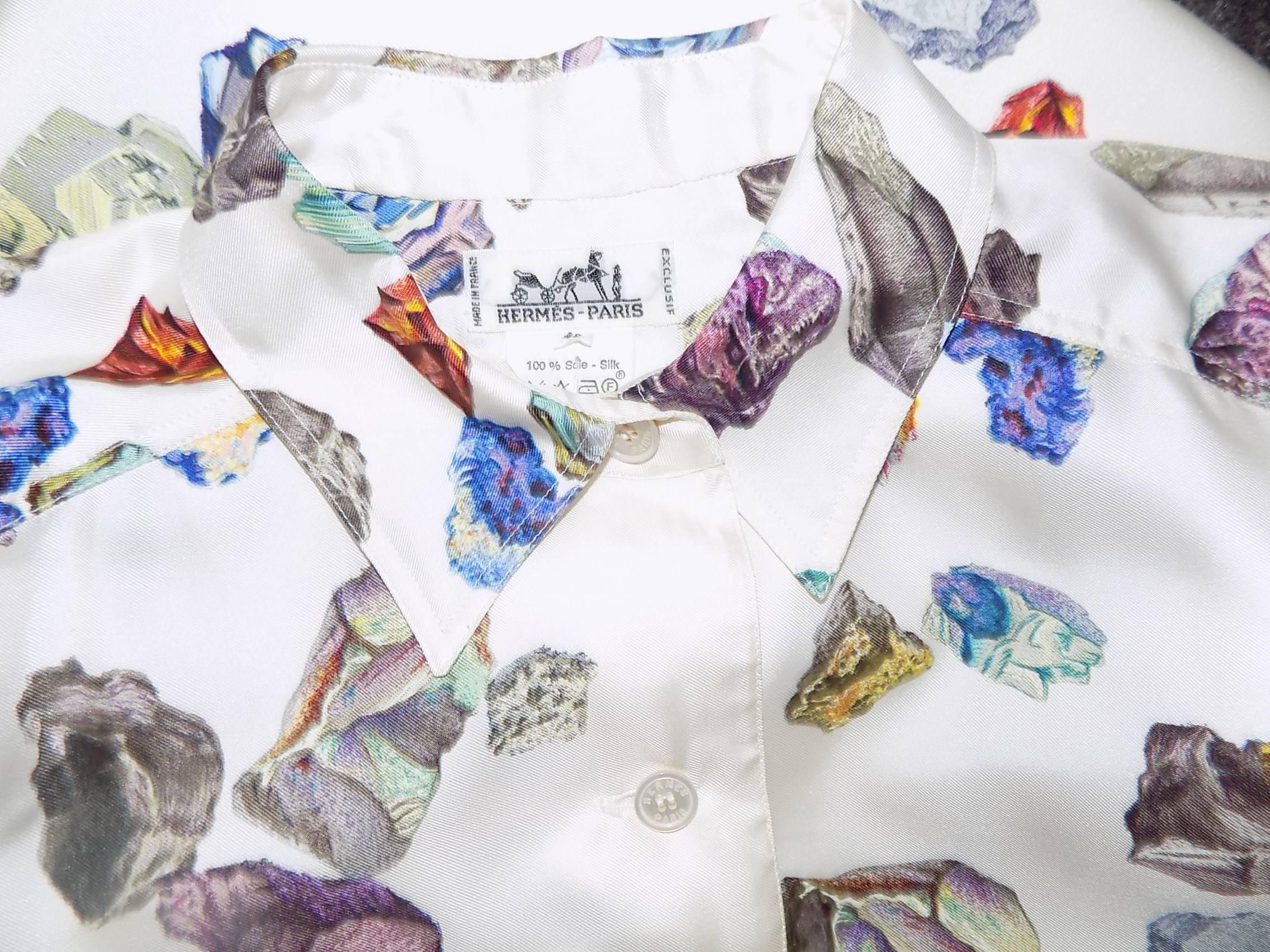 Vintage Hermes 'Mineraux' Button Down Shirt/Blouse 3