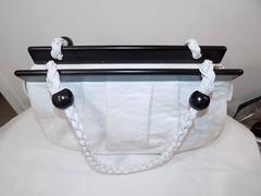 Suarez New white Ostrich Bag with ebony frame