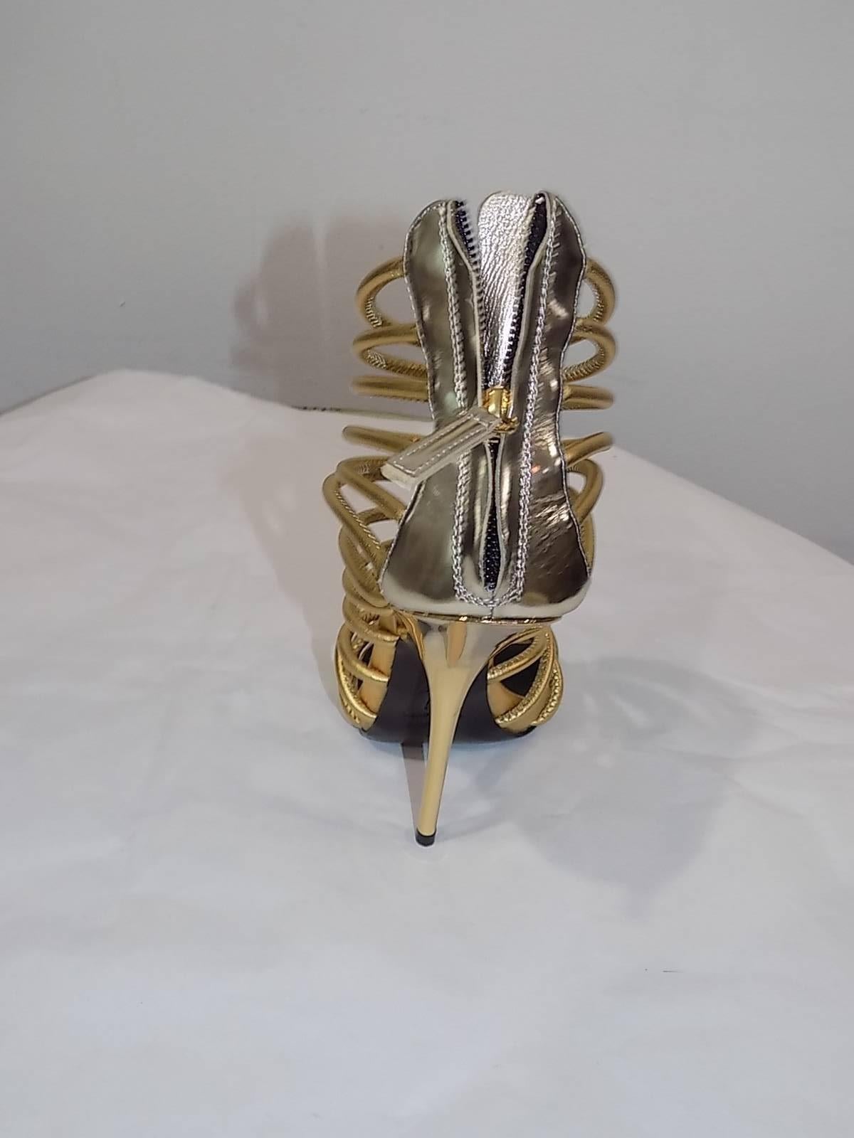 Women's Giuseppe Zanotti Metallic Gold Strappy  Bangle Sandal 