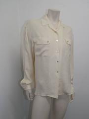 Chanel Rare Vintage cream silk Jacquard  blouse shirt sz 44