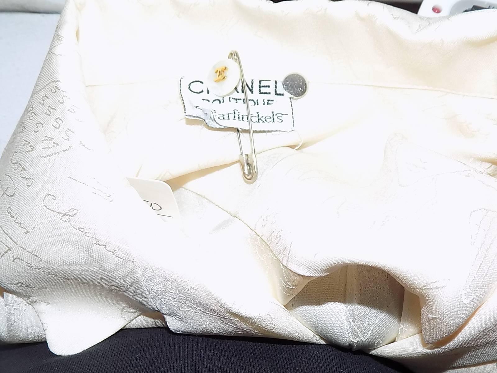 Chanel Rare Vintage cream silk Jacquard  blouse shirt sz 44 3