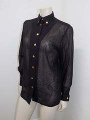 Hermes Black cotton shirt with H logo buttons sz 42