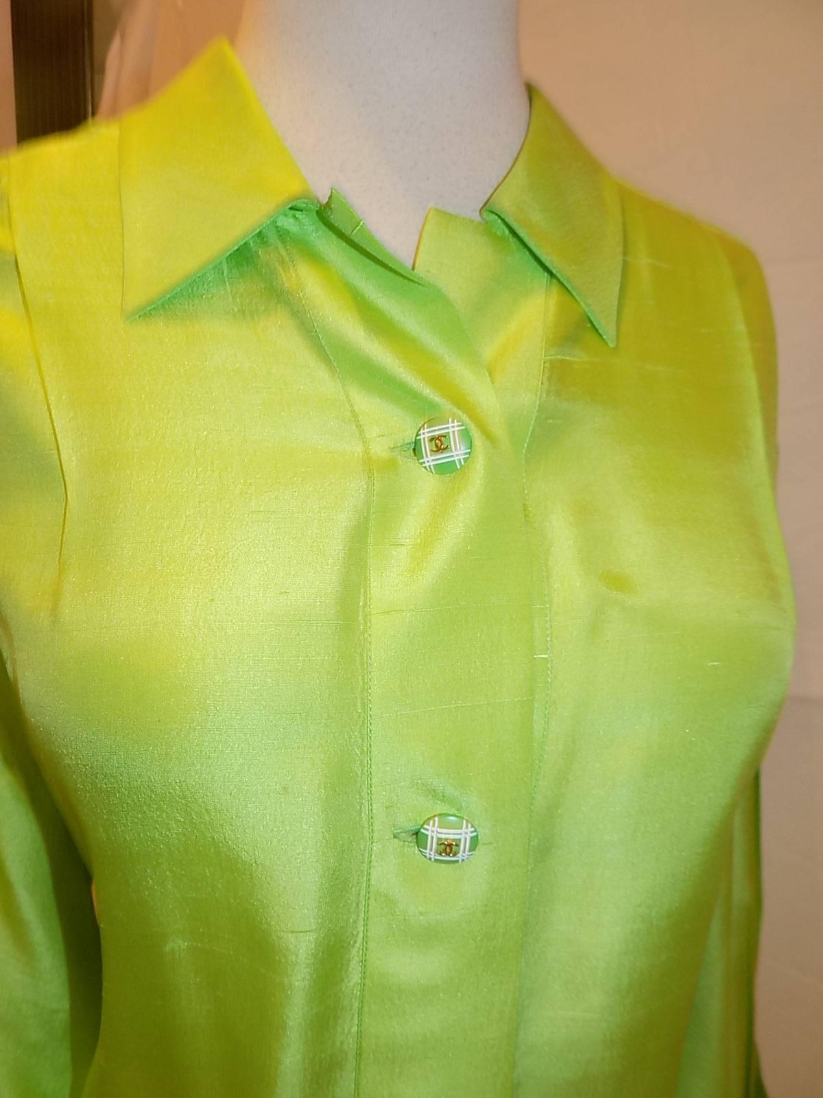 light green silk blouse