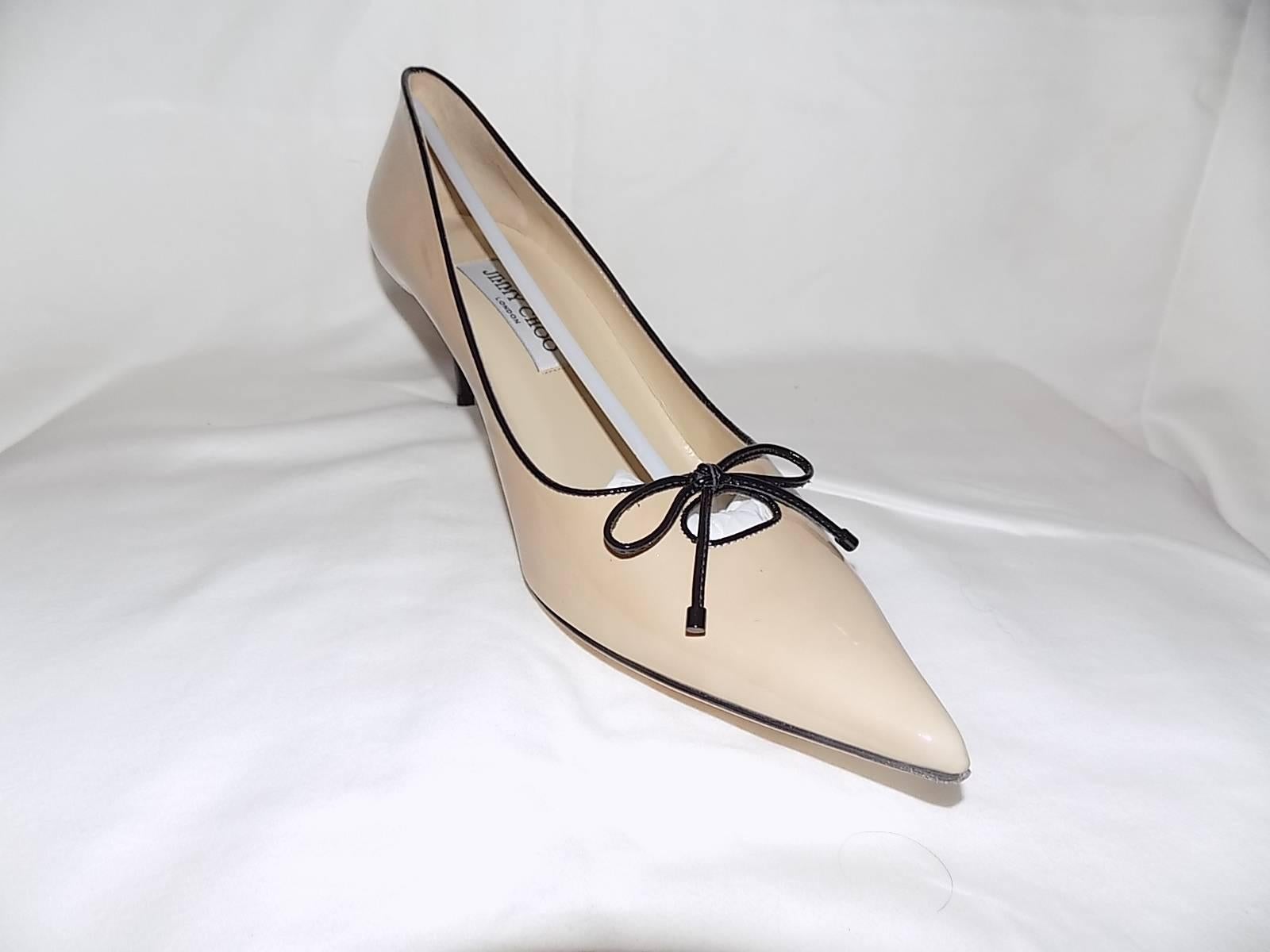 Beige Jimmy Choo Nude and Black Owlet shoes   For Sale