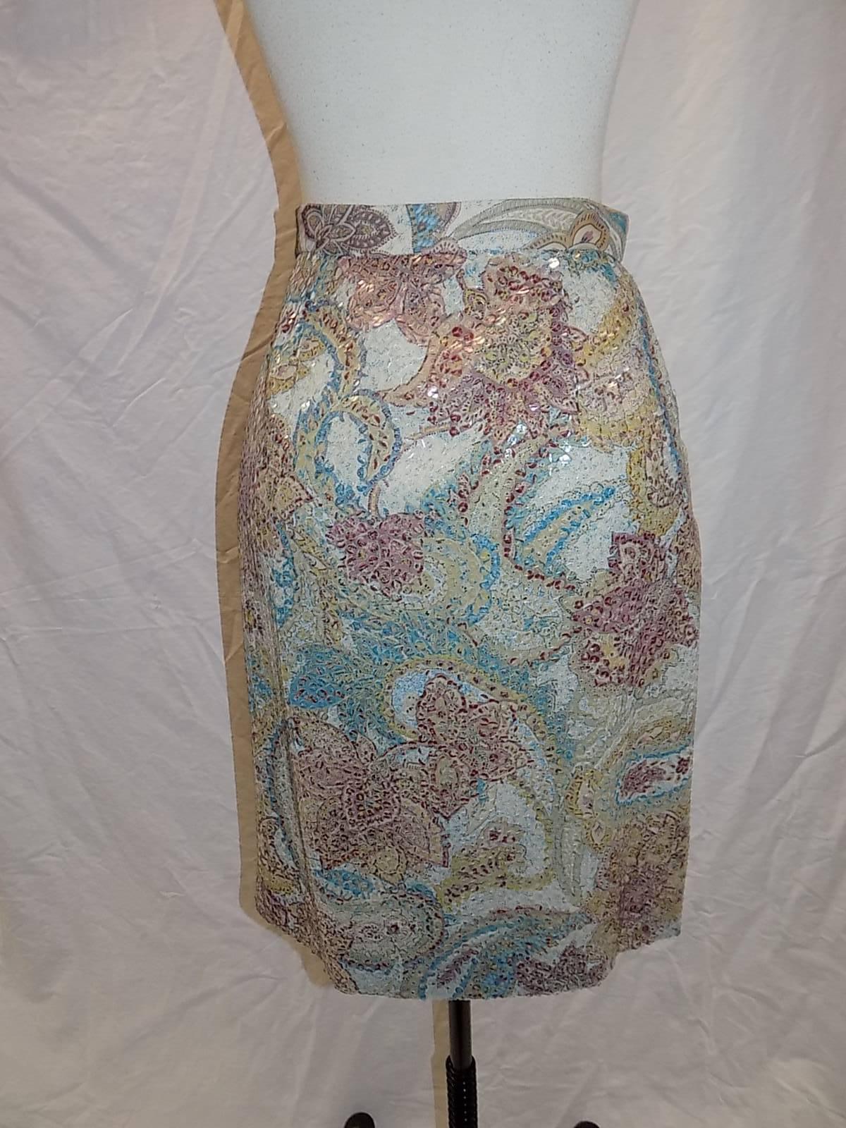 Etro silk print sequence skirt 2