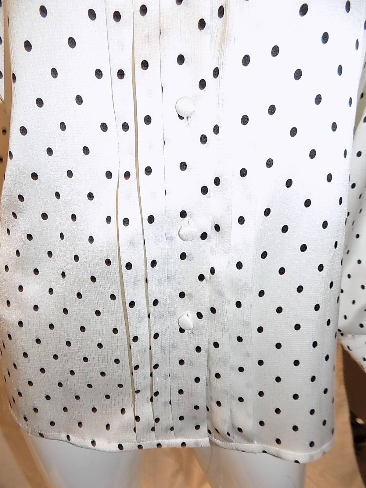Gray Louis Feraud polka dot blouse with tie sz 14