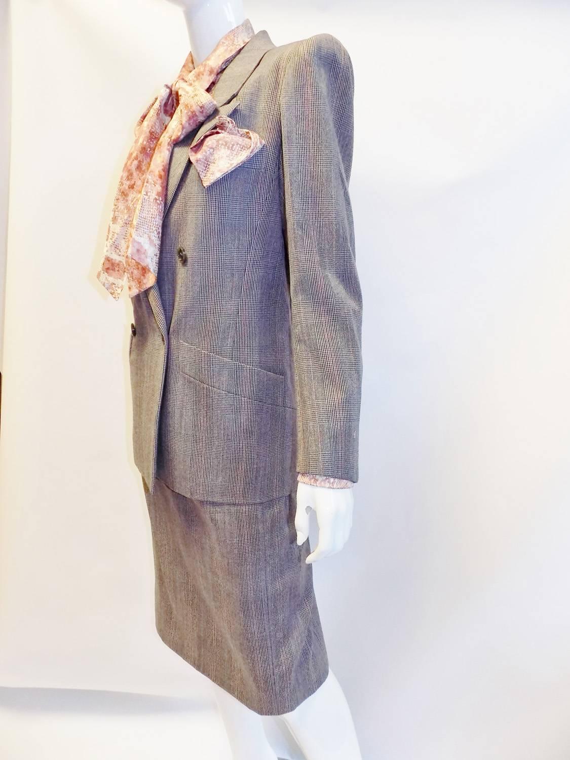 Yves Saint Laurent Haute Couture skirt suit with silk blouse 3