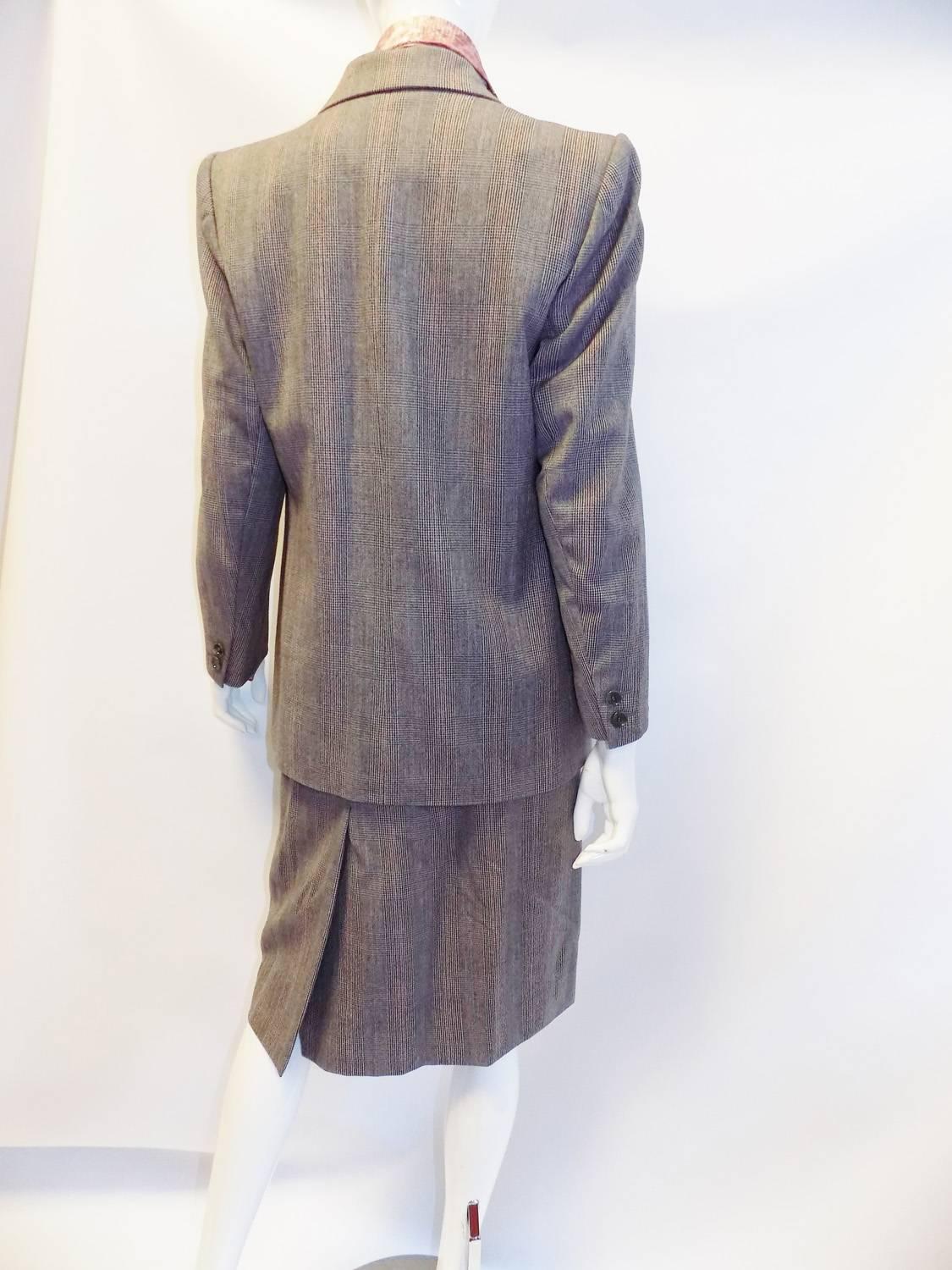 Yves Saint Laurent Haute Couture skirt suit with silk blouse 1