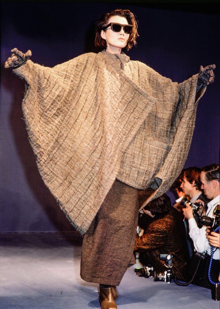 Issey Miyake 1985 Asymmetric Runway Cocoon Coat with Back Pleat For ...