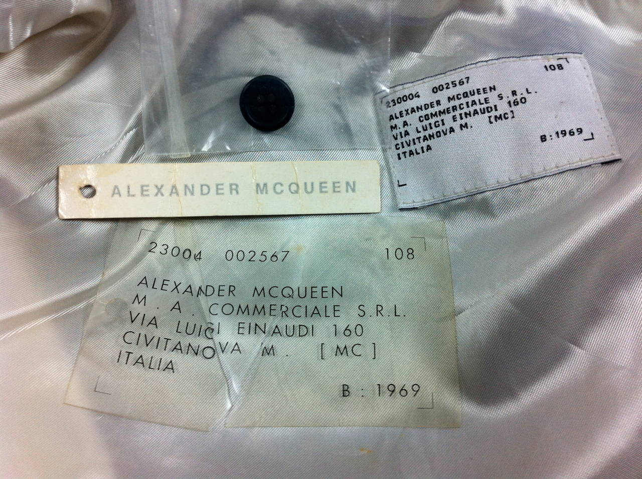 Rare Alexander Mcqueen Mens 1995/6 Jacket with McQueen's date of birth label 2