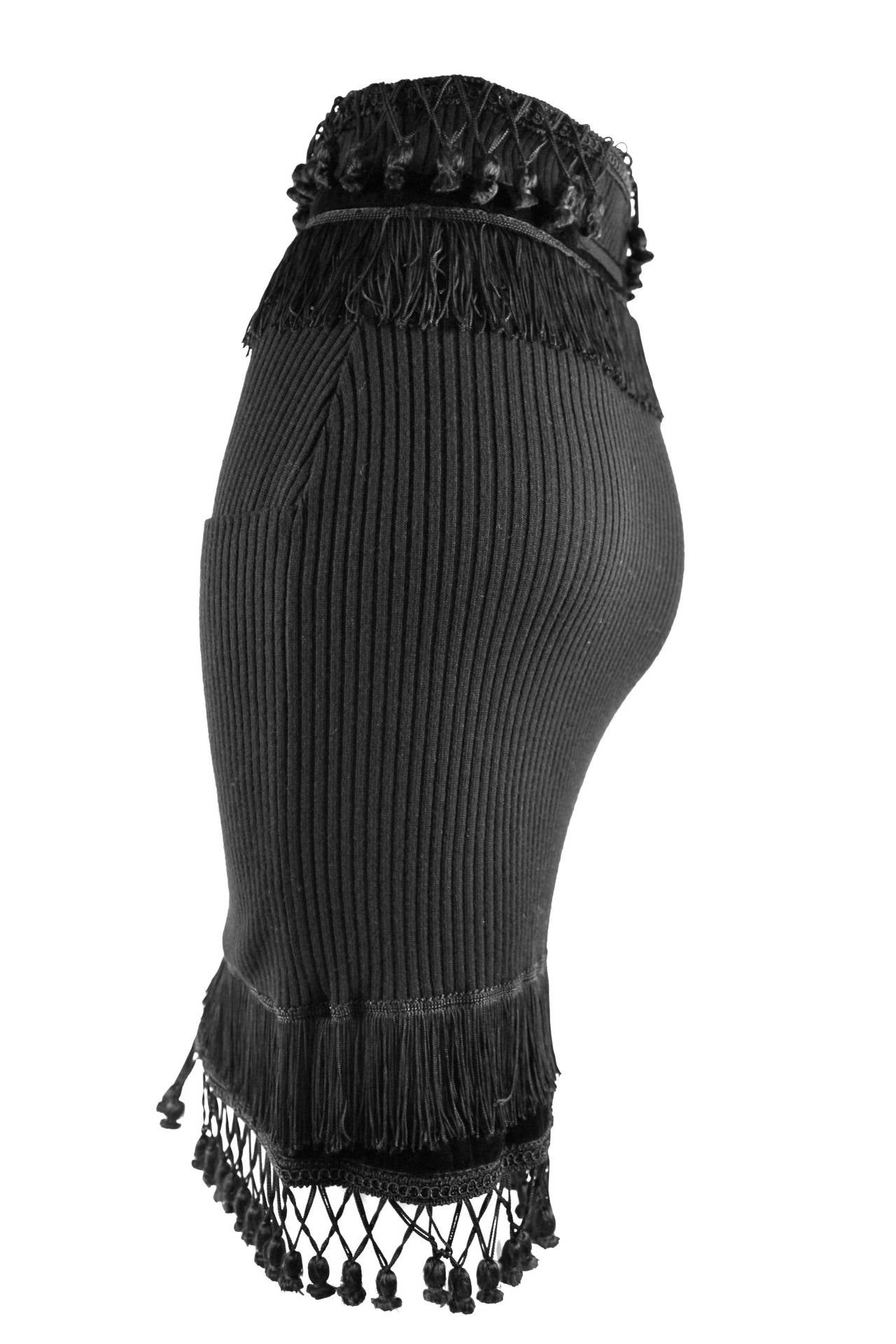 Jean Paul Gaultier for Equator Wool and Velvet fringe and Tassel Skirt In Excellent Condition In Bath, GB