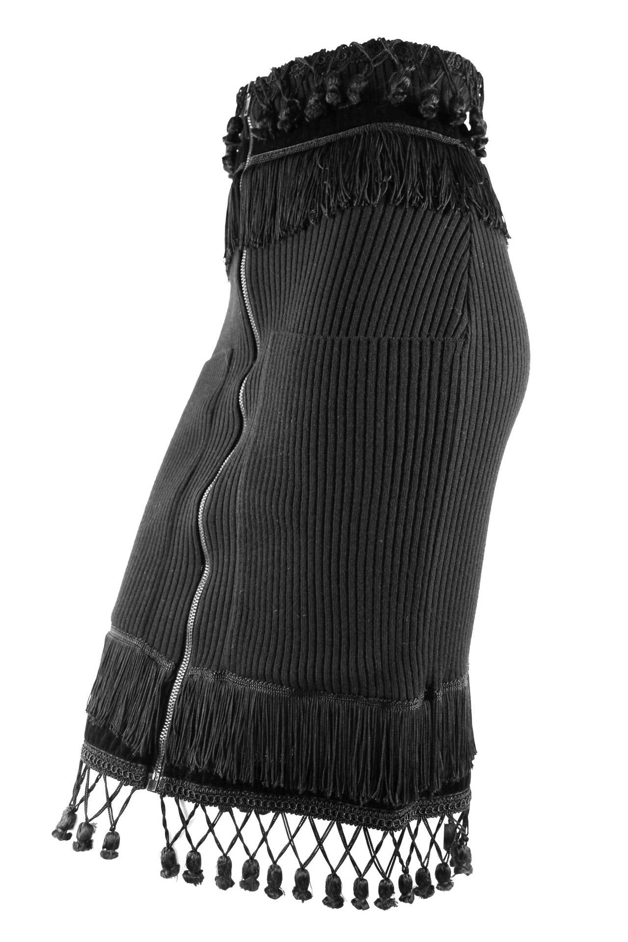 Women's Jean Paul Gaultier for Equator Wool and Velvet fringe and Tassel Skirt