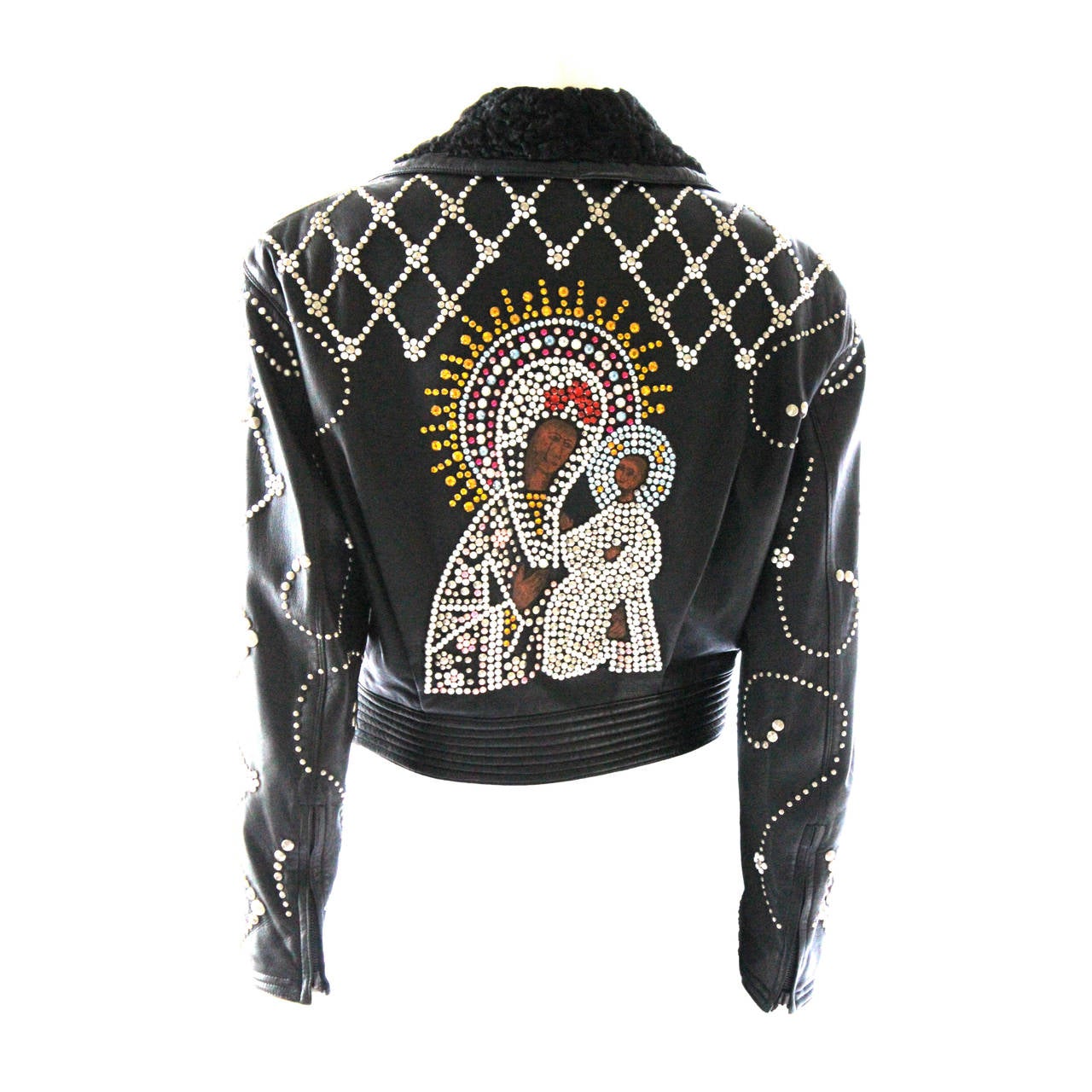 Gianni Versace Couture 1991 Madonna and Child Runway Leather Jacket