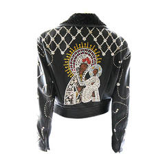 Gianni Versace Couture 1991 Madonna and Child Runway Leather Jacket