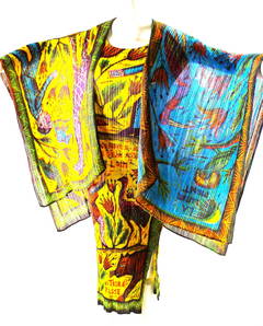 Issey Miyake Latin American 'la Lune' Pleats Please Dress and Cape