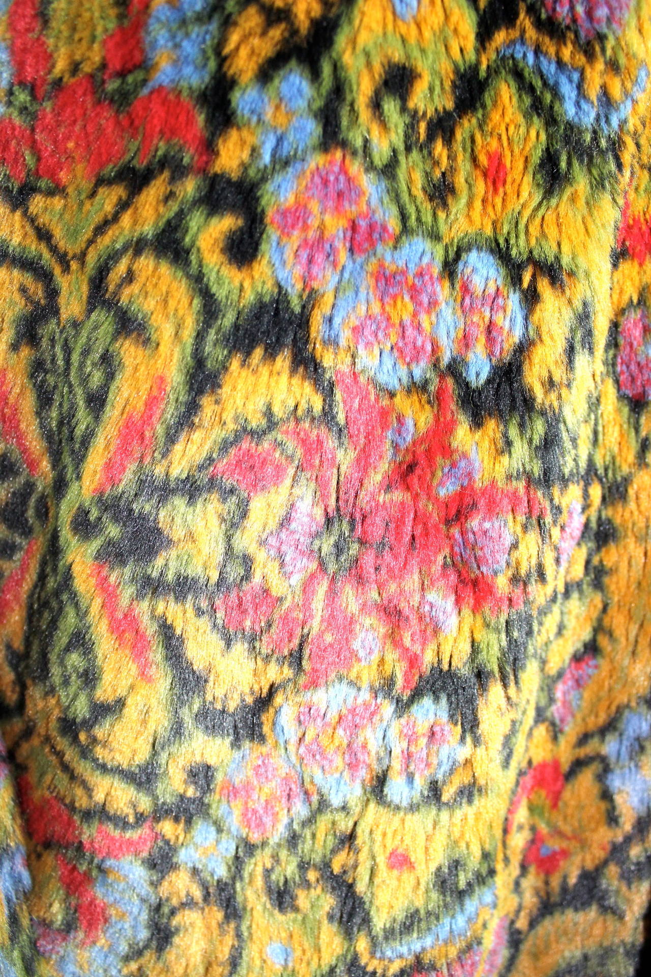 Guy Laroche Faux Fur Tapestry Print Cocoon Coat 4