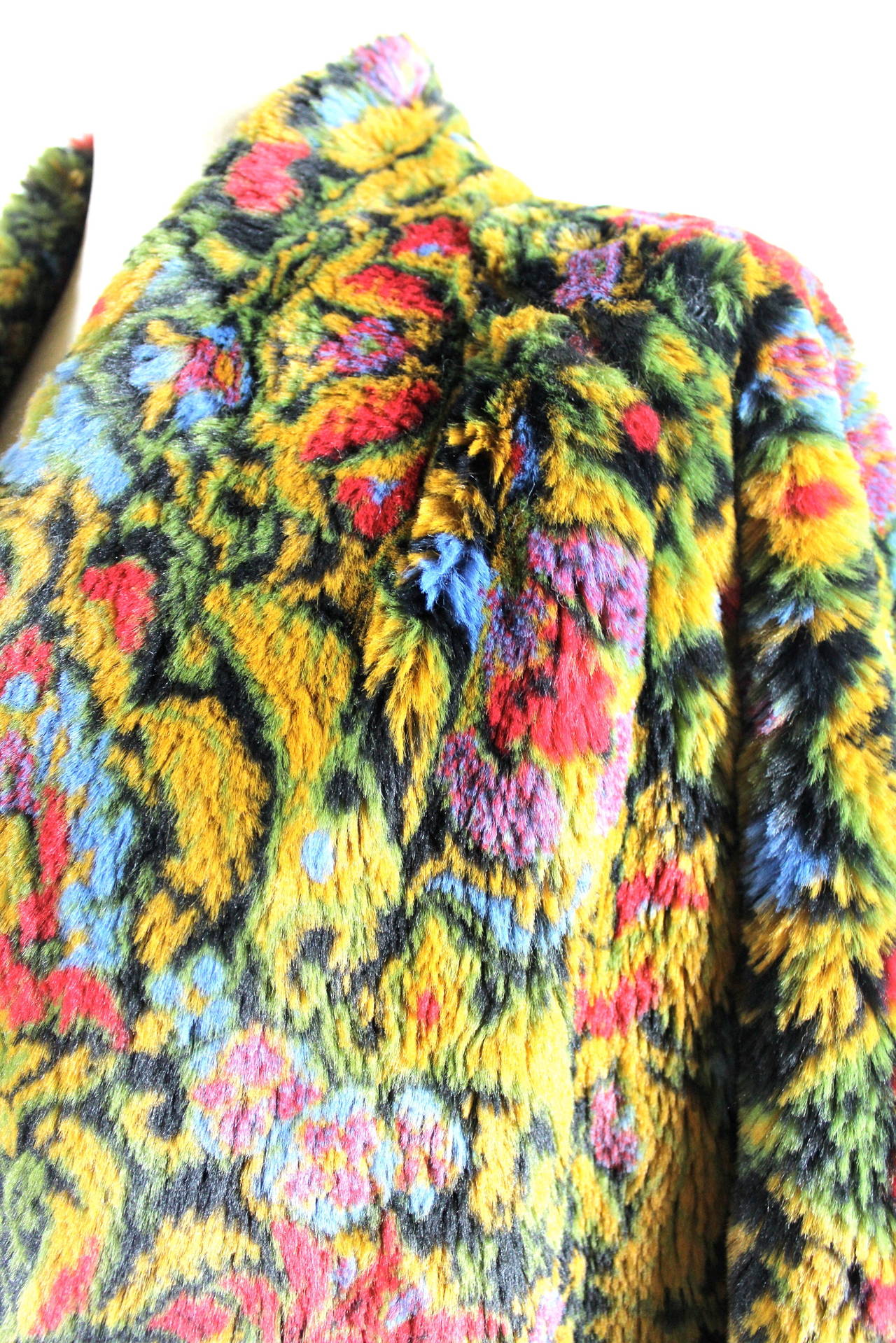 Guy Laroche Faux Fur Tapestry Print Cocoon Coat 1