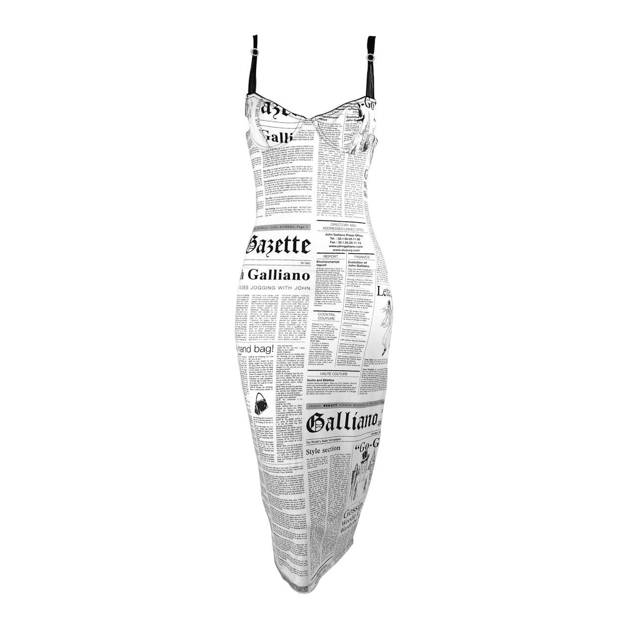 John Galliano Newspaper Print Dress at 1stDibs | john galliano newspaper  dress, newspaper print dress for sale, galliano gazette dress