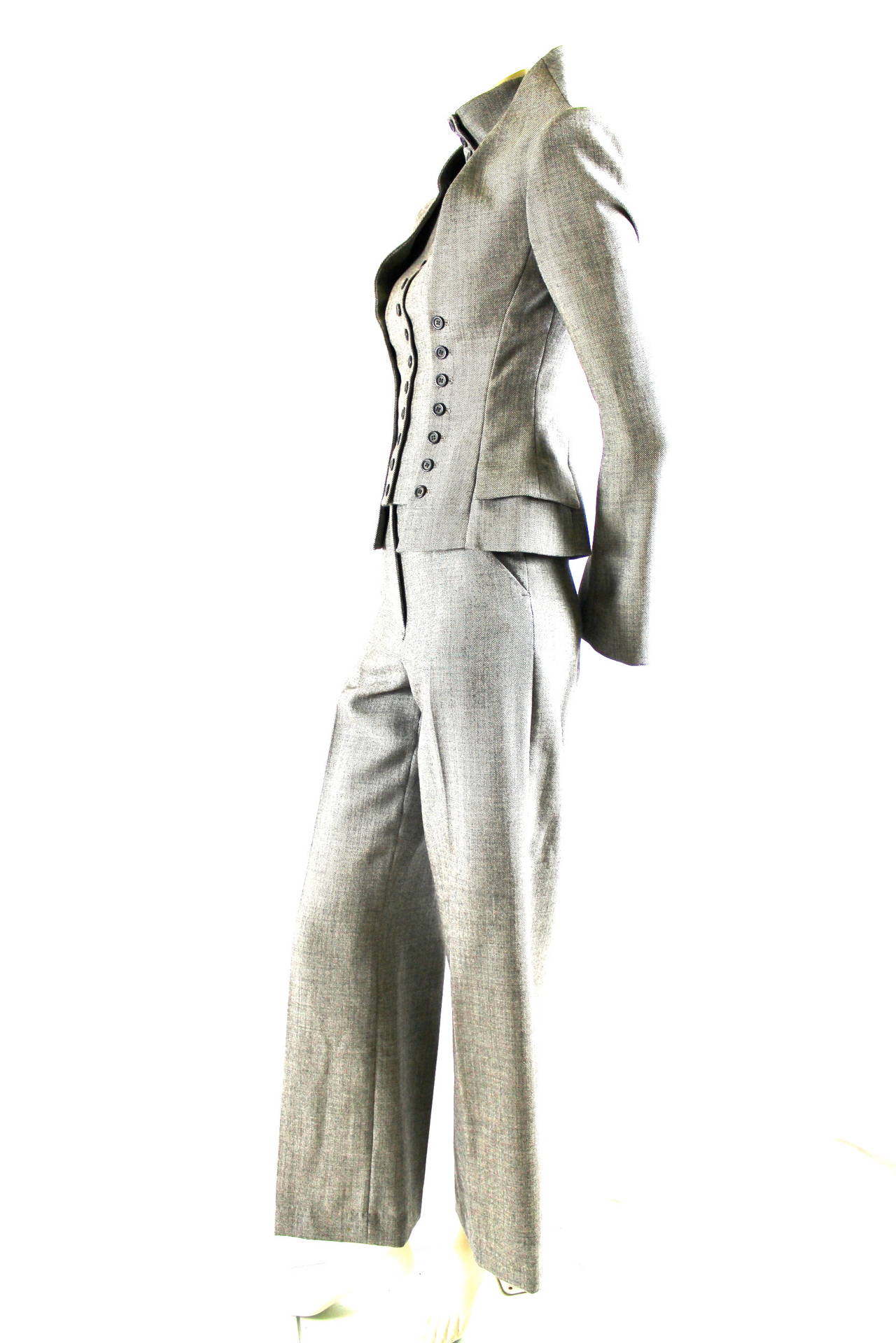 Women's Alexander McQueen Runway Jacket Pant Suit A/W 2002 Collection