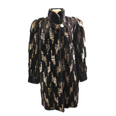 Guy Laroche Sheared Mink and Art Deco Print Coat 5