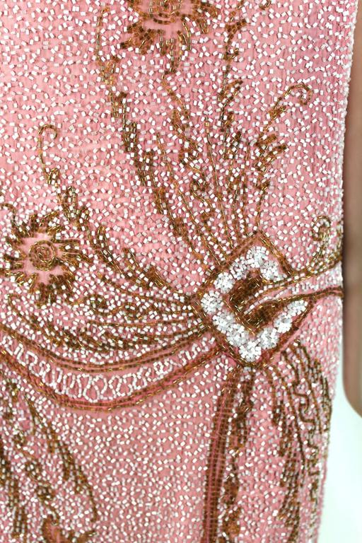 Pink Silk Heavily Beaded Flapper Dress at 1stDibs